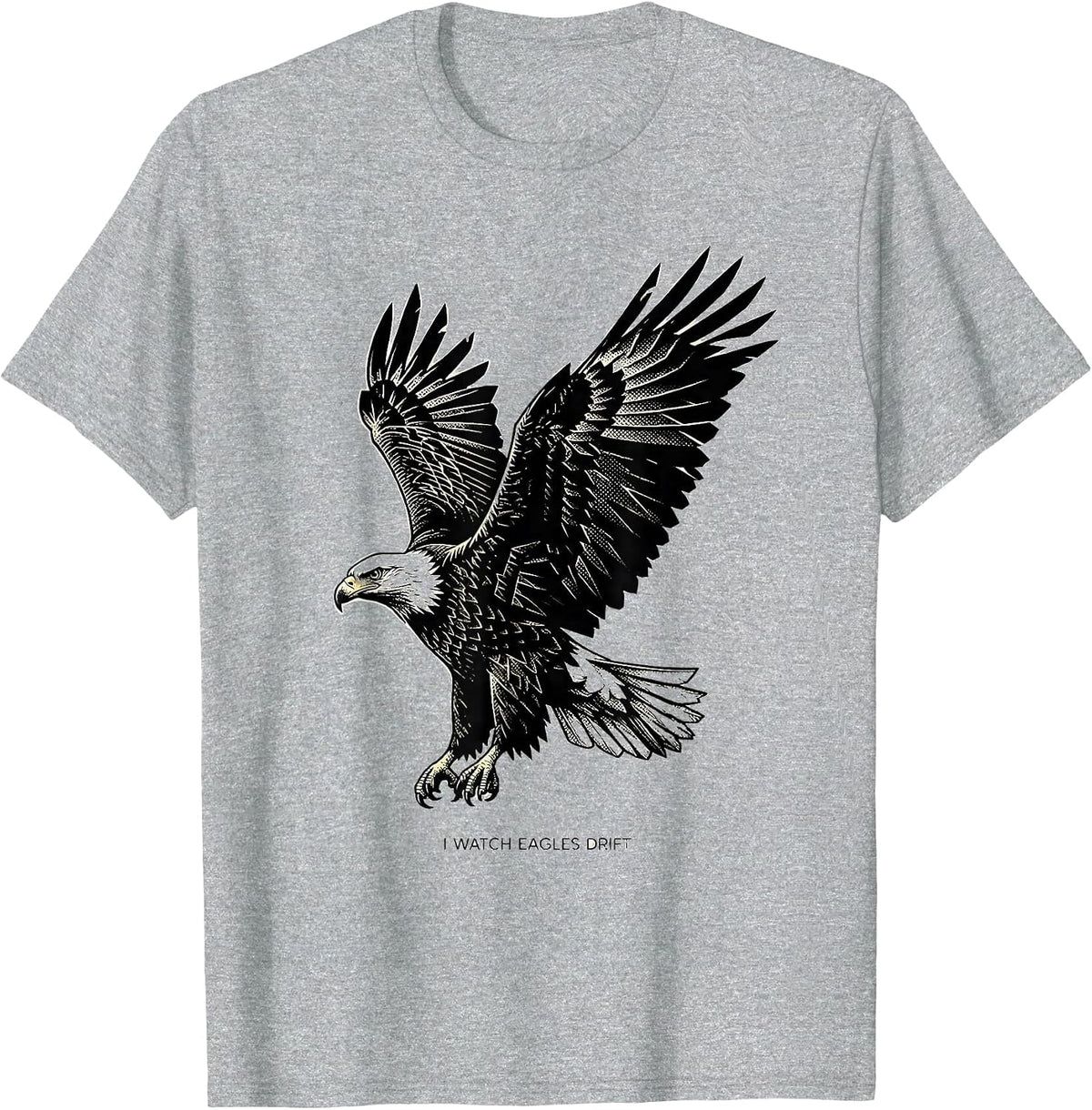 Men's I Watch Eagles Drift Custom Dithered Bald Eagle Wildlife Art T-Shirt - Heather Grey