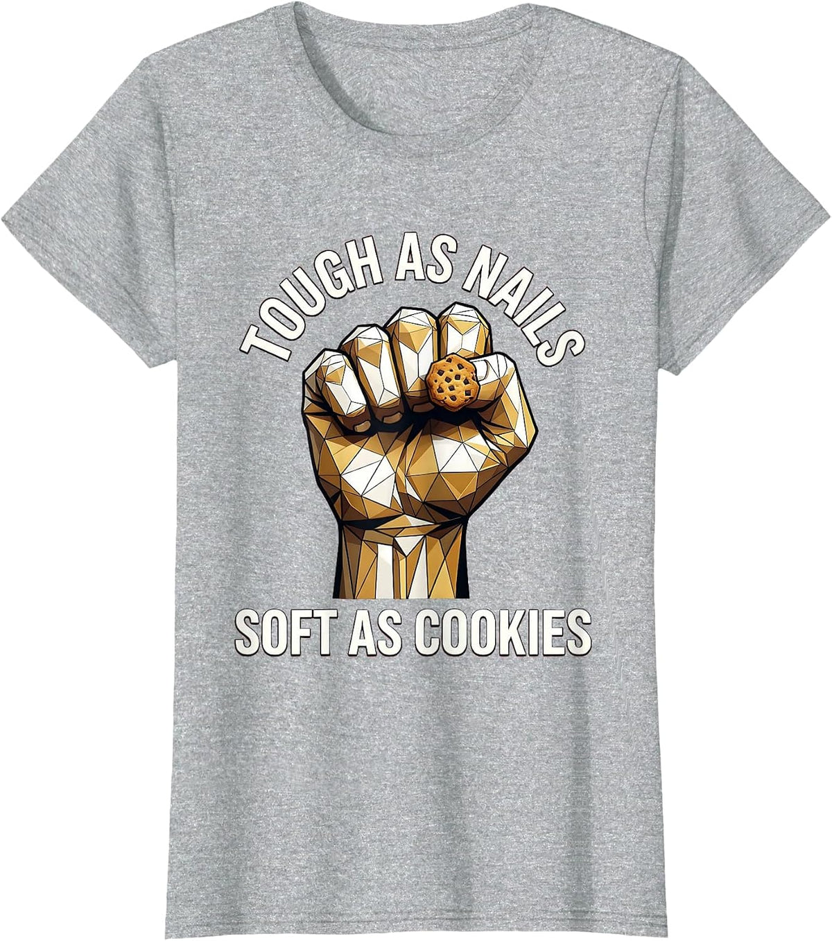 Tough as Nails Soft as Cookies Grandma Design T-Shirt - Heather Grey