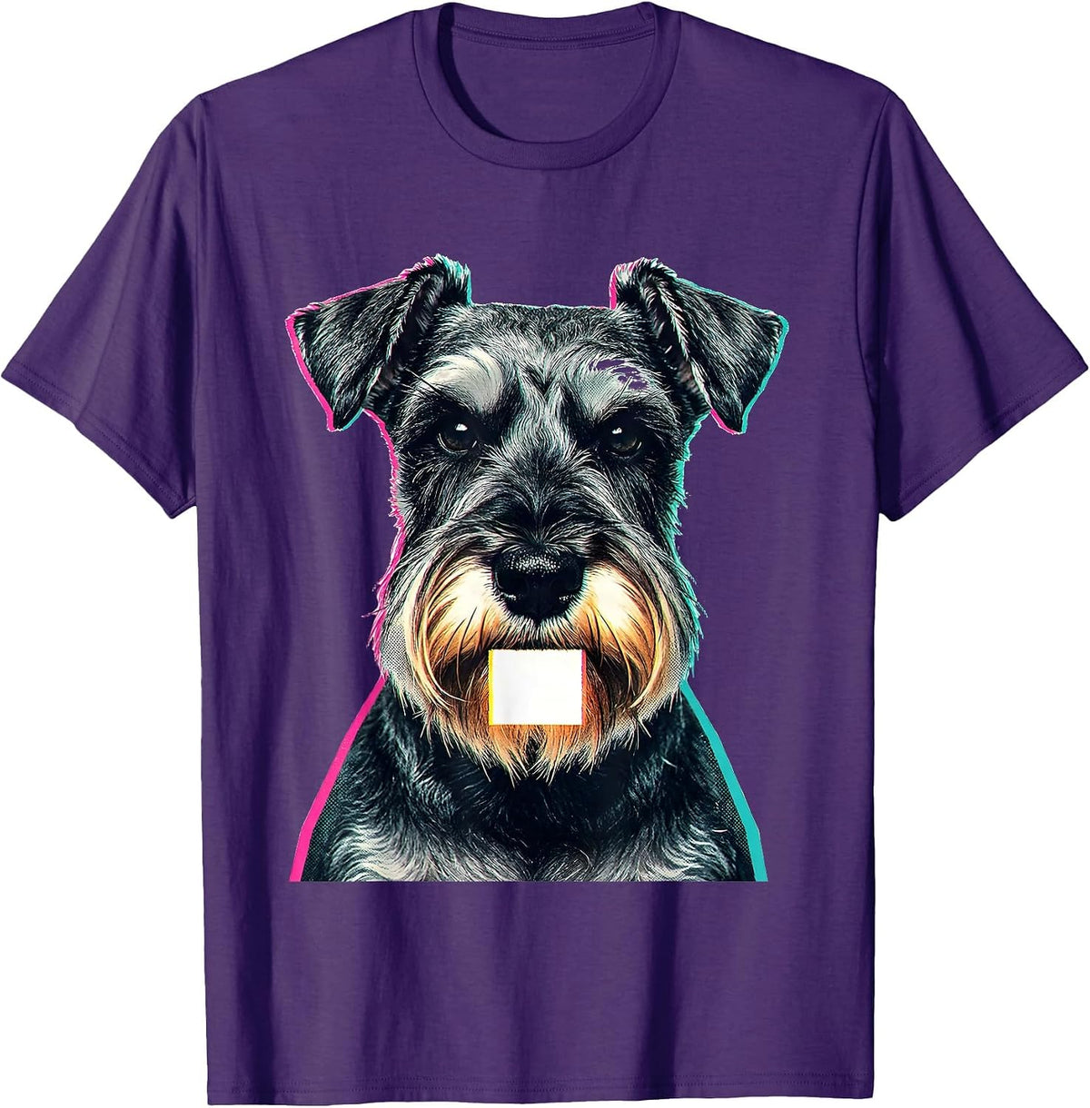 Miniature Schnauzer Face Risograph Dog Lover Gift T-Shirt - Purple