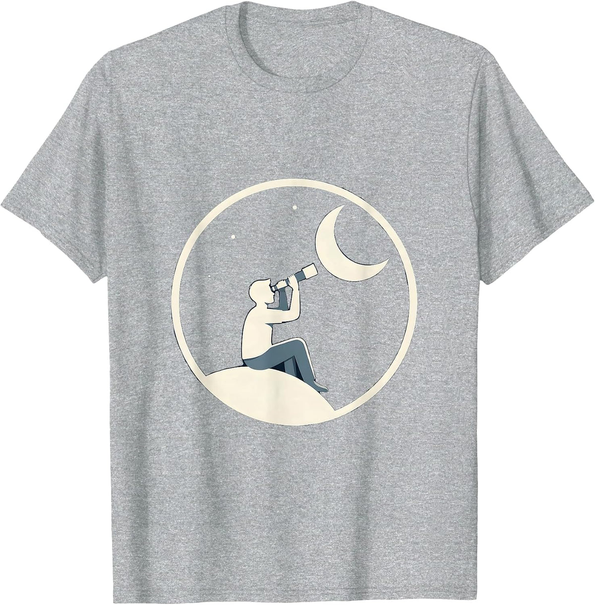 Men's Stargazing Telescope Night Sky Astronomy Design T-Shirt - Heather Grey