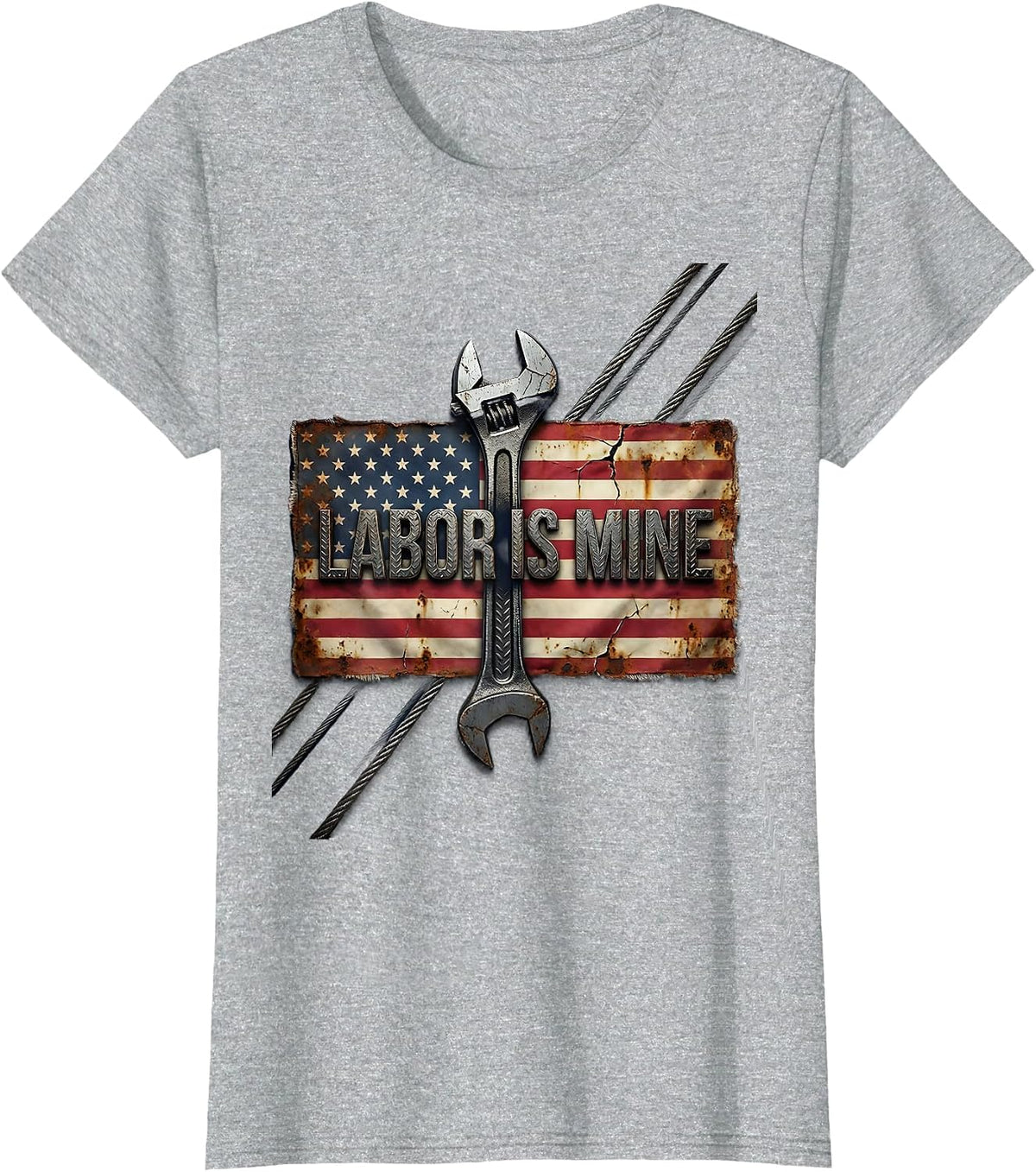 Labor Is Mine Distressed Handyman Blue Collar Pride T-Shirt - Heather Grey