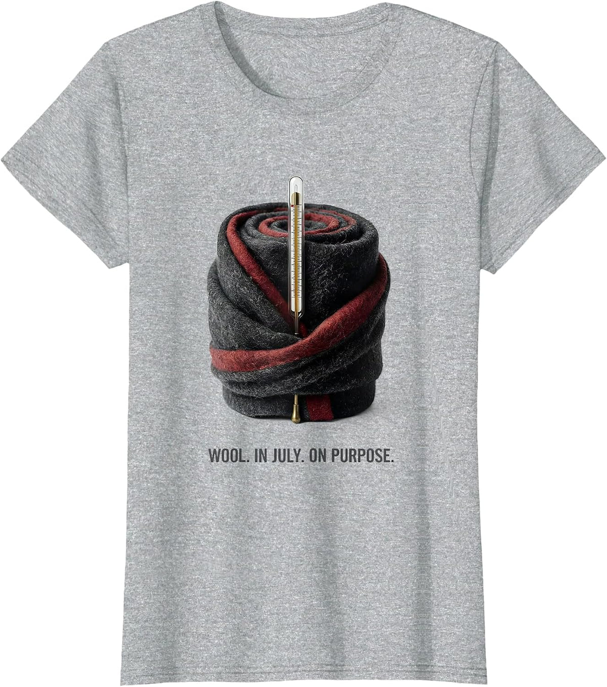 Women's Wool In July On Purpose Funny Civil War Reenactor History T-Shirt - Heather Grey