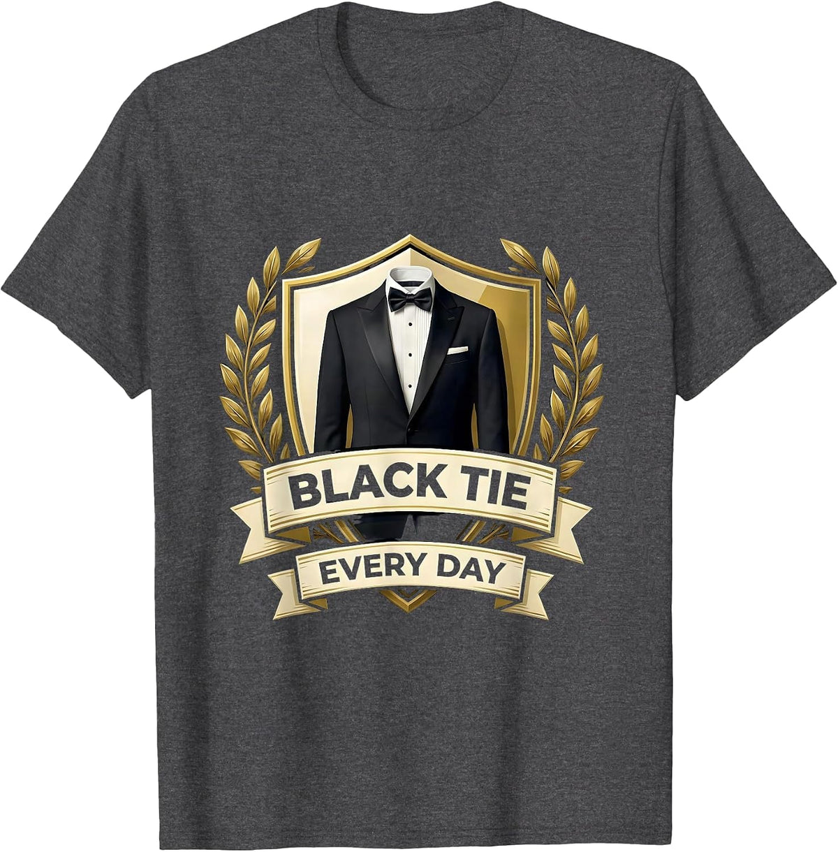 Men's Black Tie Every Day Tuxedo Graphic Design T-Shirt - Dark Heather Grey