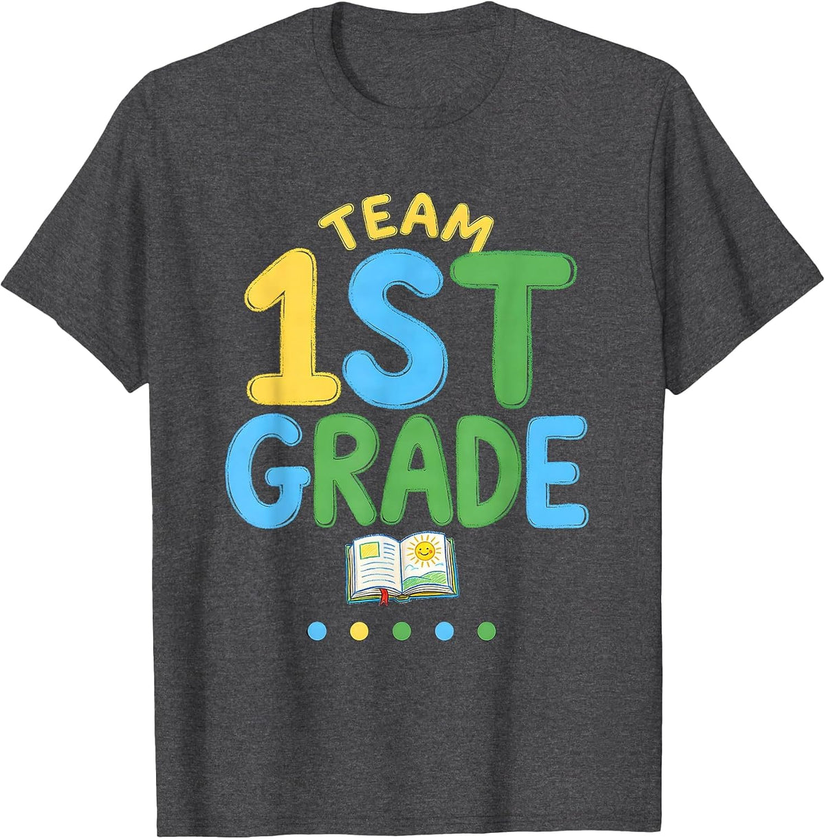 Team First Grade Naive Kidcore Back To School Teacher T-Shirt - Dark Heather Grey