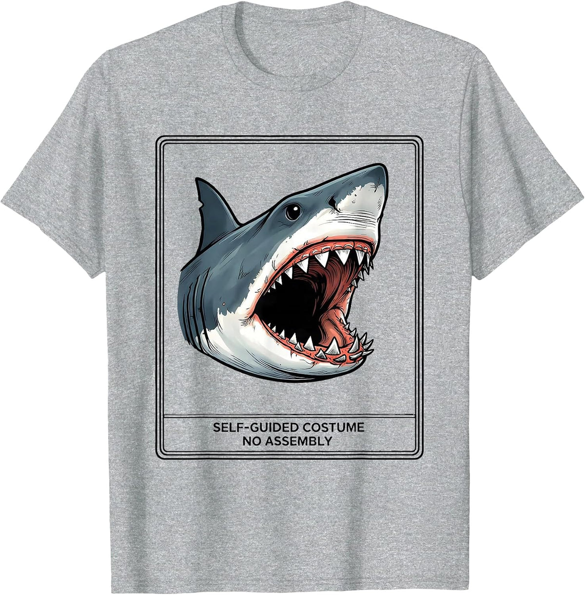 Men's Self-Guided Costume No Assembly Funny Shark Lover Wildlife T-Shirt - Heather Grey