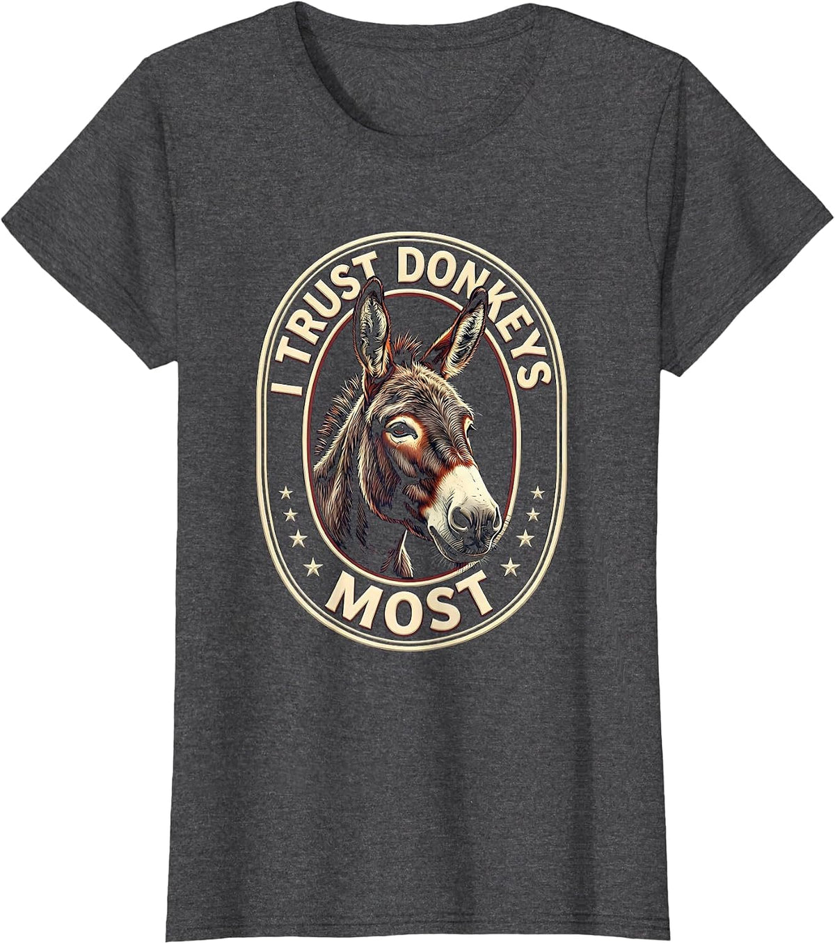 Women's I Trust Donkeys Most Funny Vintage Donkey Farm Animal Humor T-Shirt - Dark Heather Grey