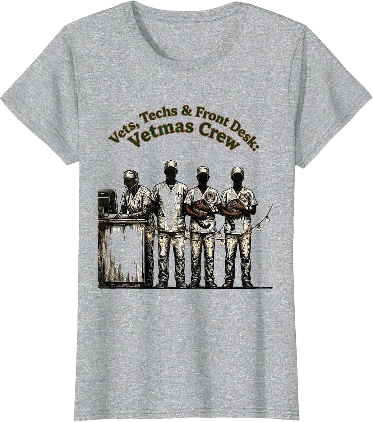 Vets, Techs & Front Desk: Vetmas Crew Funny T-Shirt - Heather Grey