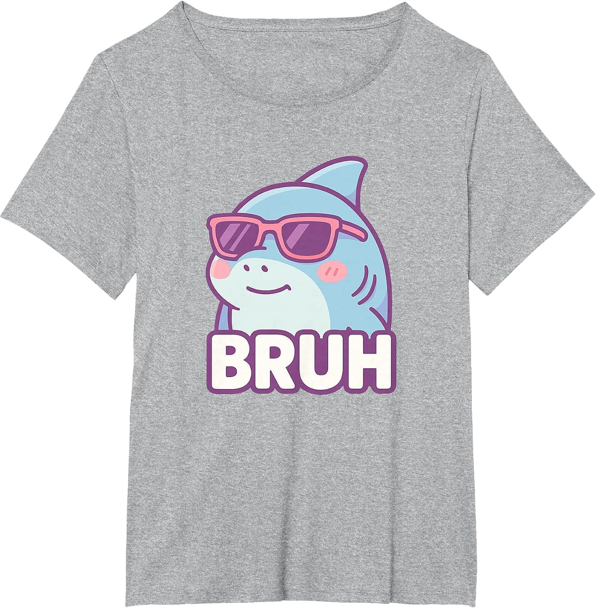 Funny Bruh Joke Bro Shark Lover Ocean Wildlife Humor T-Shirt - Heather Grey