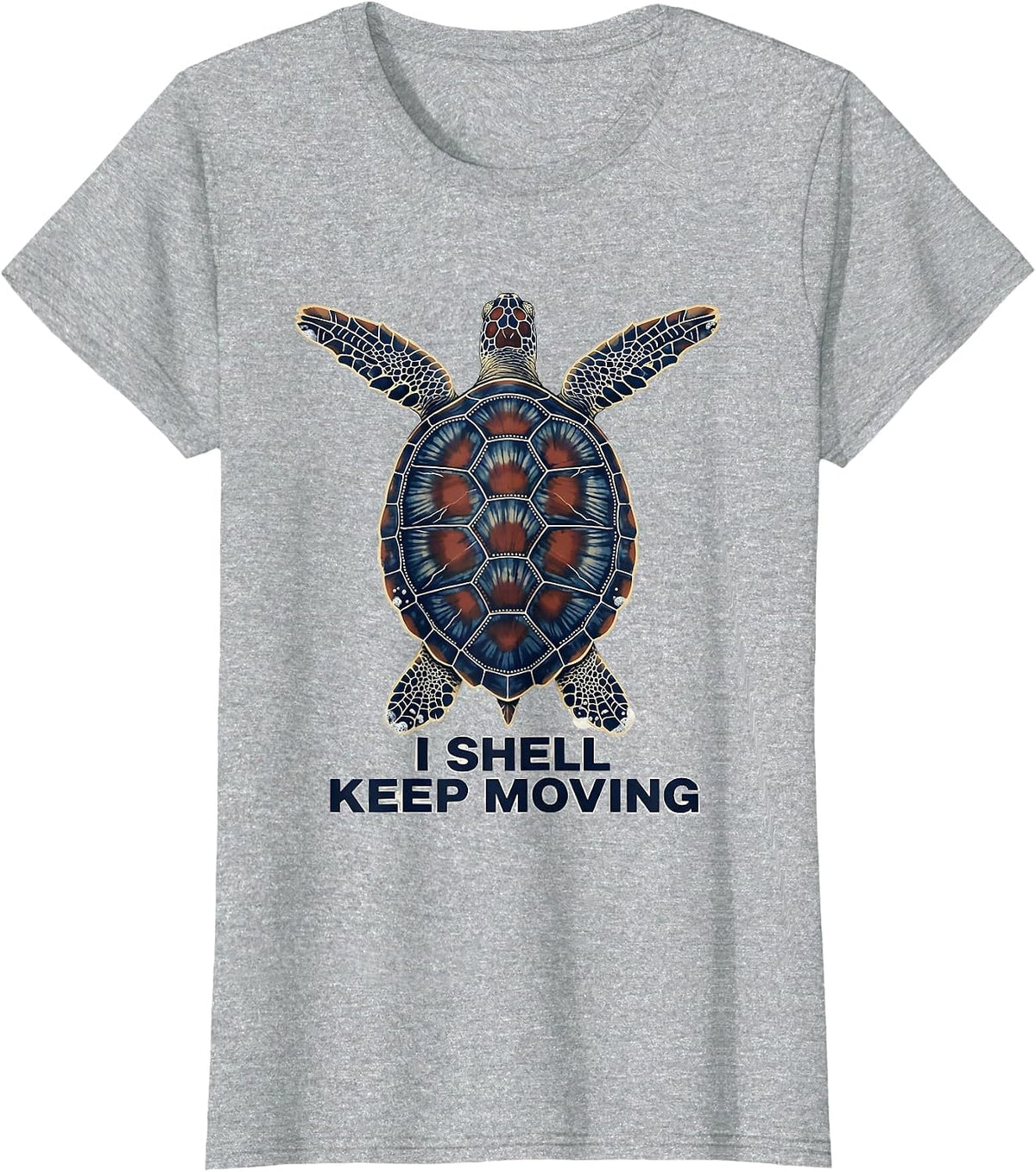 I Shell Keep Moving Batik Sea Turtle Souvenir Tropical T-Shirt - Heather Grey