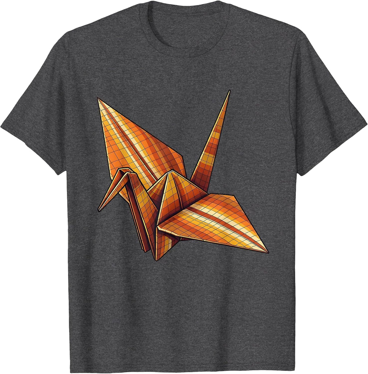 Origami Crane Graph Paper Math Teacher Design T-Shirt - Dark Heather Grey