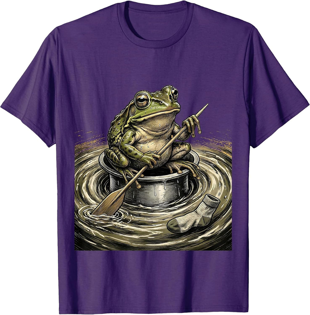 Men's Squat Frog Thimble Rowing Meme Humor Illustration T-Shirt - Purple