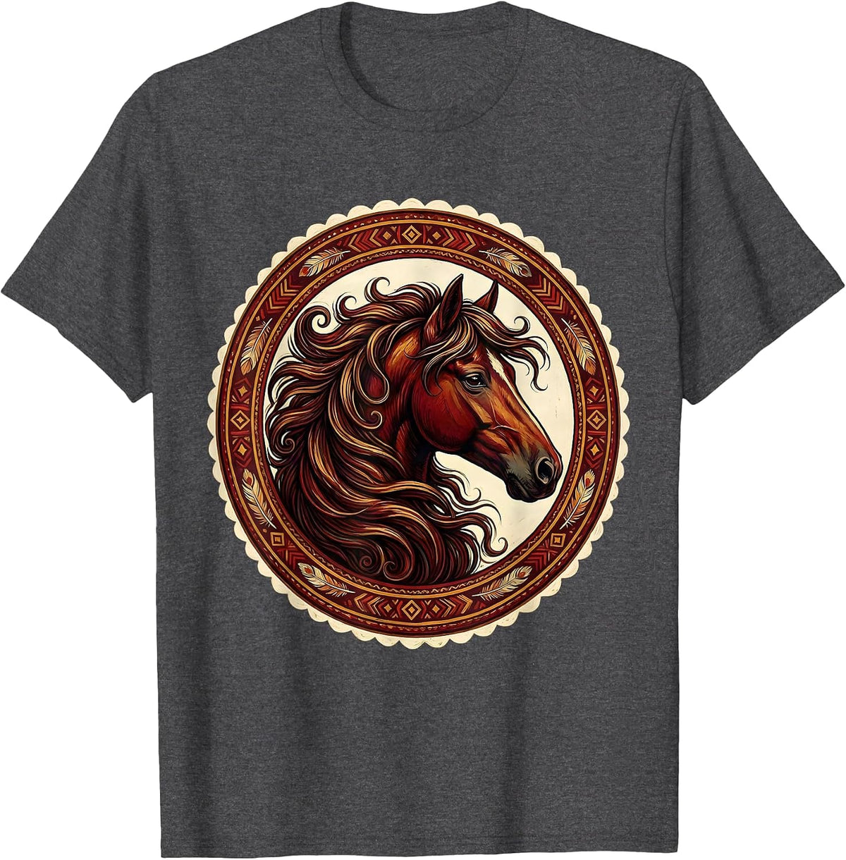 Wild Horse Mane Blowing in Wind Cowboy Art T-Shirt - Dark Heather Grey