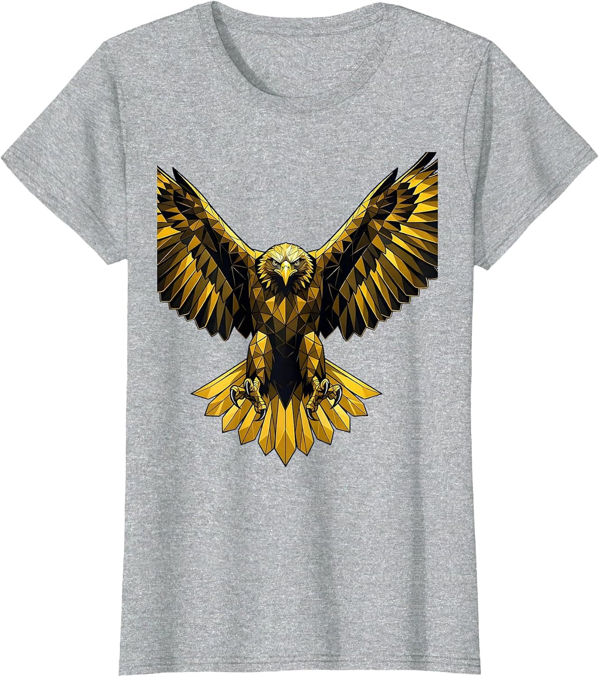 Eagle Diving Wings Spread Graphic Design T-Shirt - Heather Grey