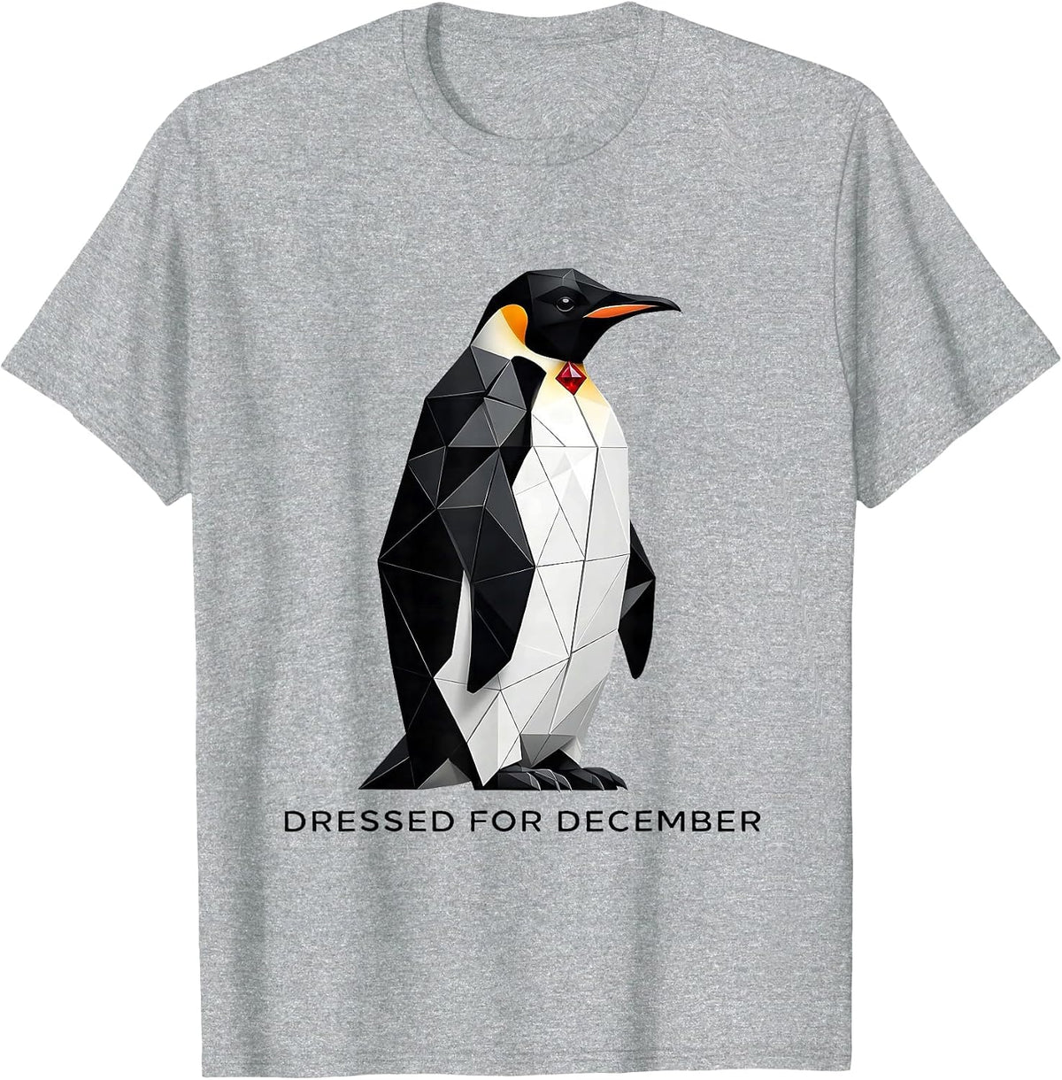 Men's Dressed For December Geometric Penguin Lover Christmas T-Shirt - Heather Grey