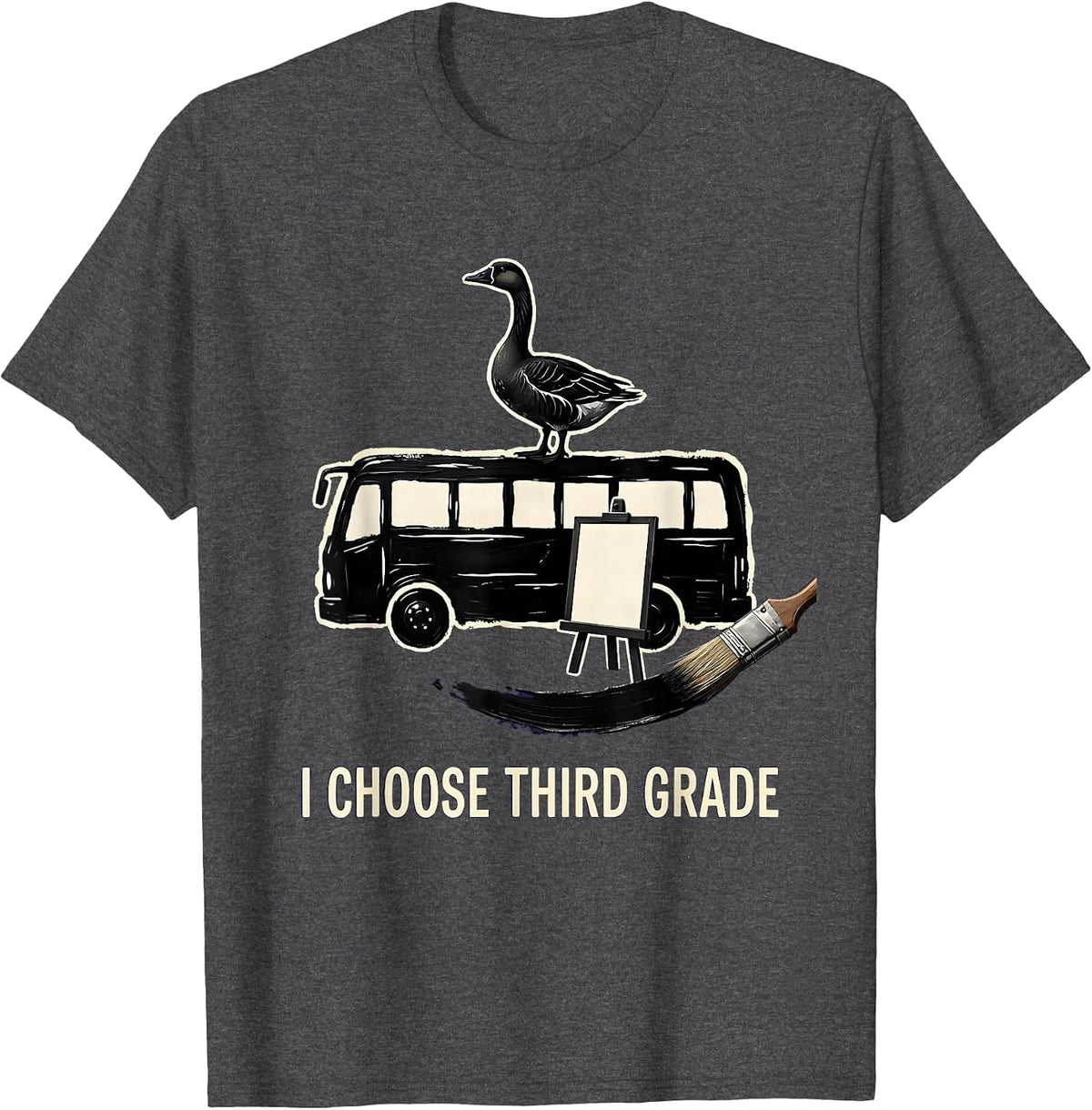 Men's I Choose Third Grade Cute Goose Teacher Back To School T-Shirt - Dark Heather Grey