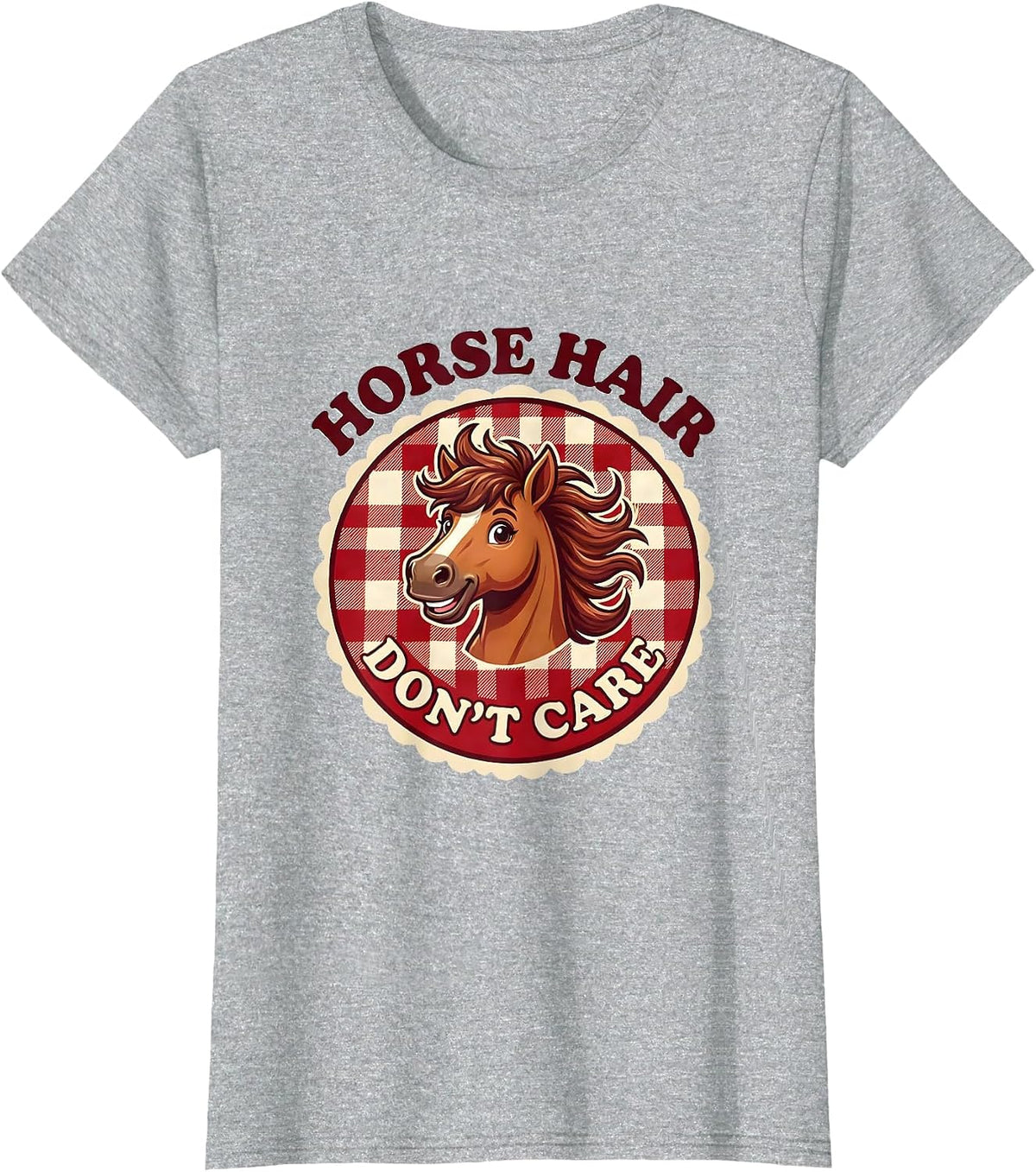 Horse Hair Don't Care Funny Equestrian Design T-Shirt - Heather Grey