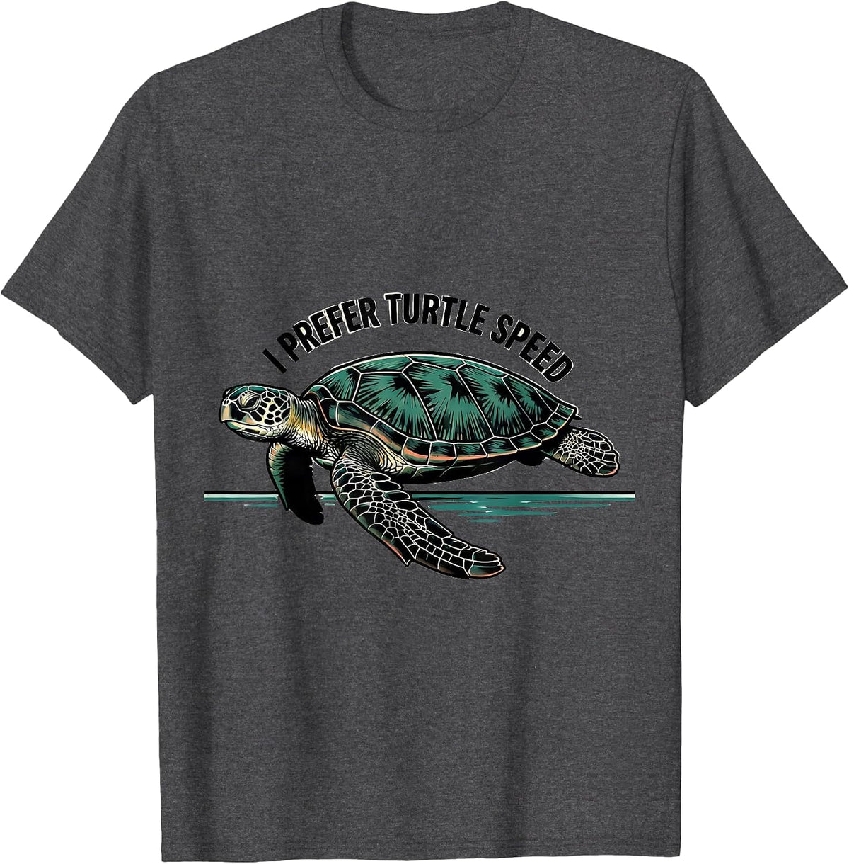 I Prefer Turtle Speed Funny Sea Turtle Lover Tattoo Design T-Shirt - Dark Heather Grey