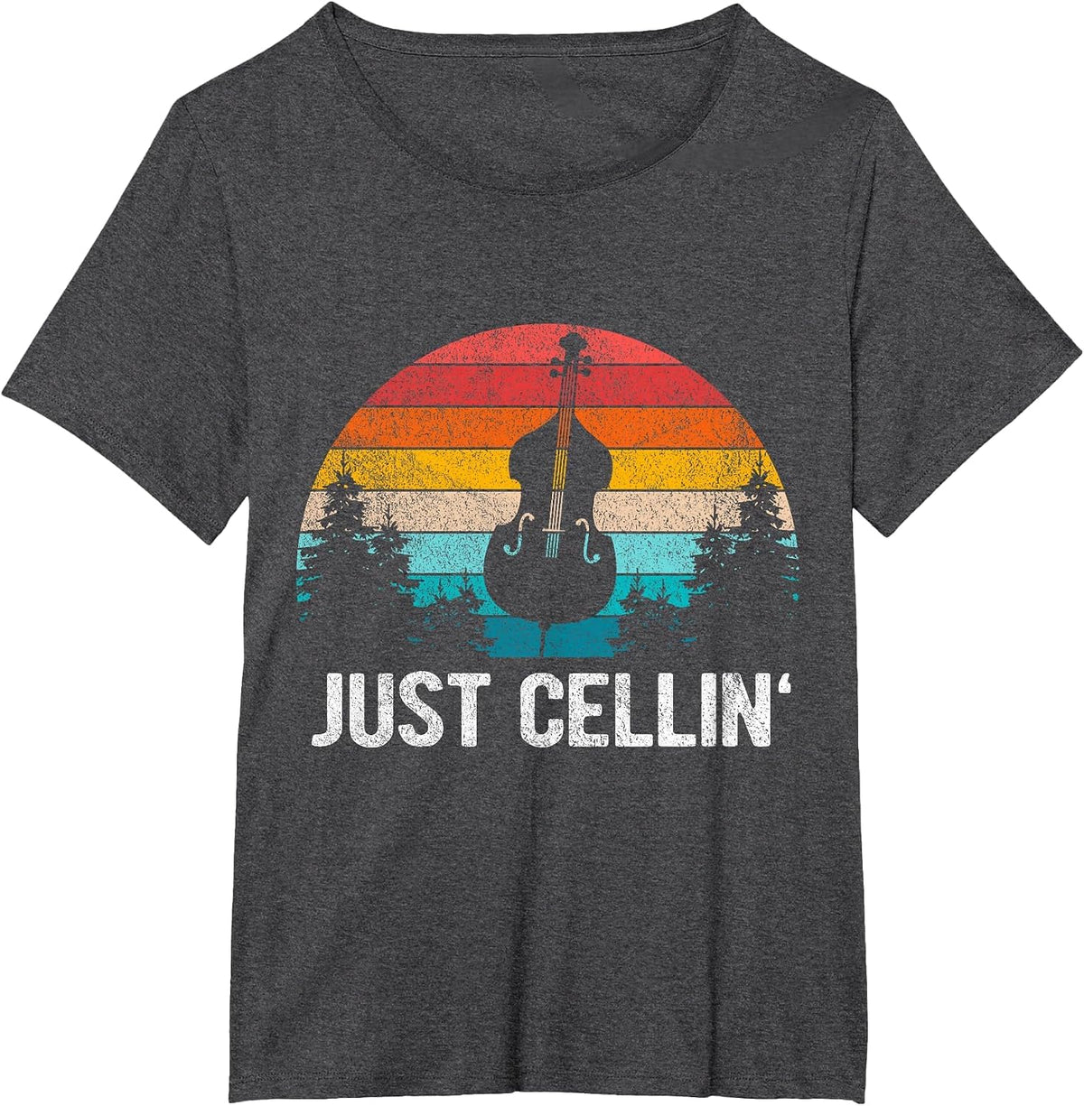 Just Cellin Funny Cello Cellist Orchestra Musician Retro T-Shirt - Dark Heather Grey