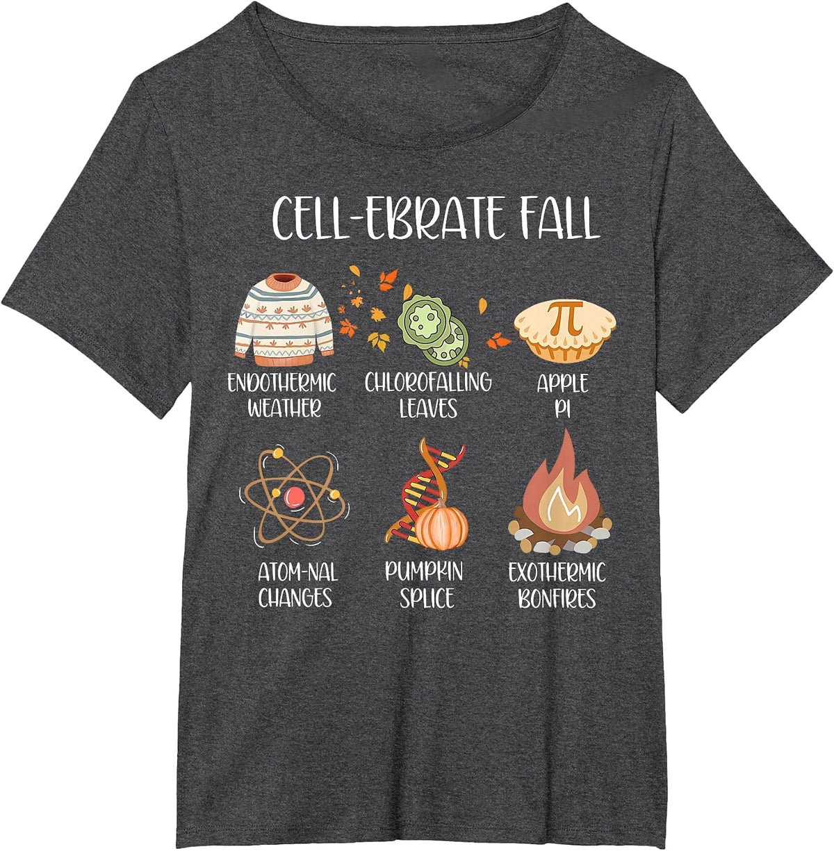 Cel-ebrate Fall Funny Science Teacher Fall Autumn Pumpkin T-Shirt - Dark Heather Grey