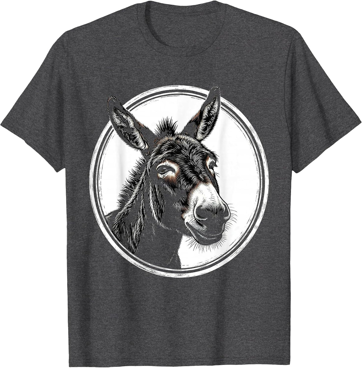 Men's Donkey Face Scratchboard Funny Farm Animal Lover T-Shirt - Dark Heather Grey