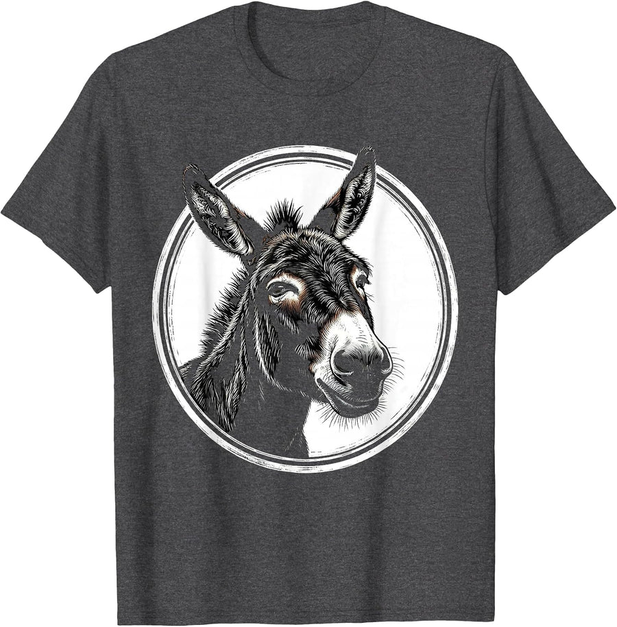 Men's Donkey Face Scratchboard Funny Farm Animal Lover T-Shirt - Dark Heather Grey