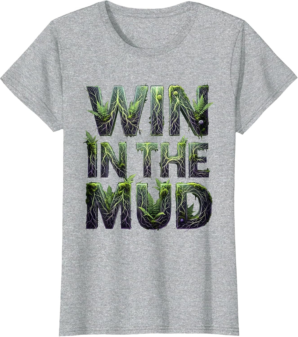 Win in the Mud Rugby Graphic Design T-Shirt - Heather Grey