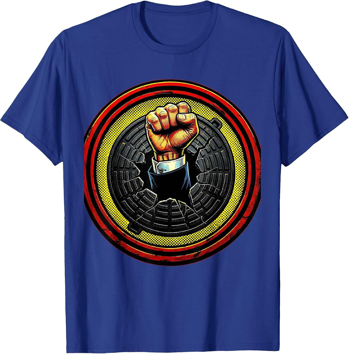 I Cant But I Know A Guy Manhole Illustration T-Shirt - Royal Blue