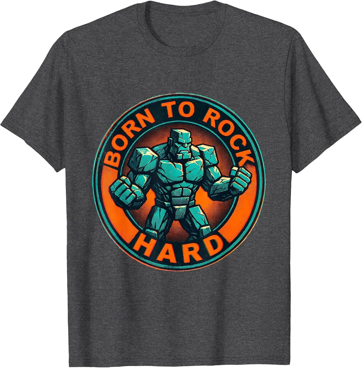 Born to Rock Hard Mens Rock Music Design T-Shirt - Dark Heather Grey
