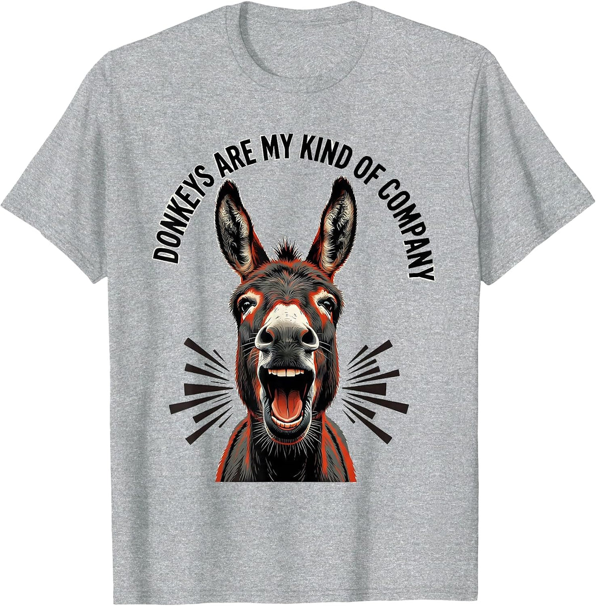Men's Donkeys Are My Kind Of Company Funny Donkey Lover Animal T-Shirt - Heather Grey