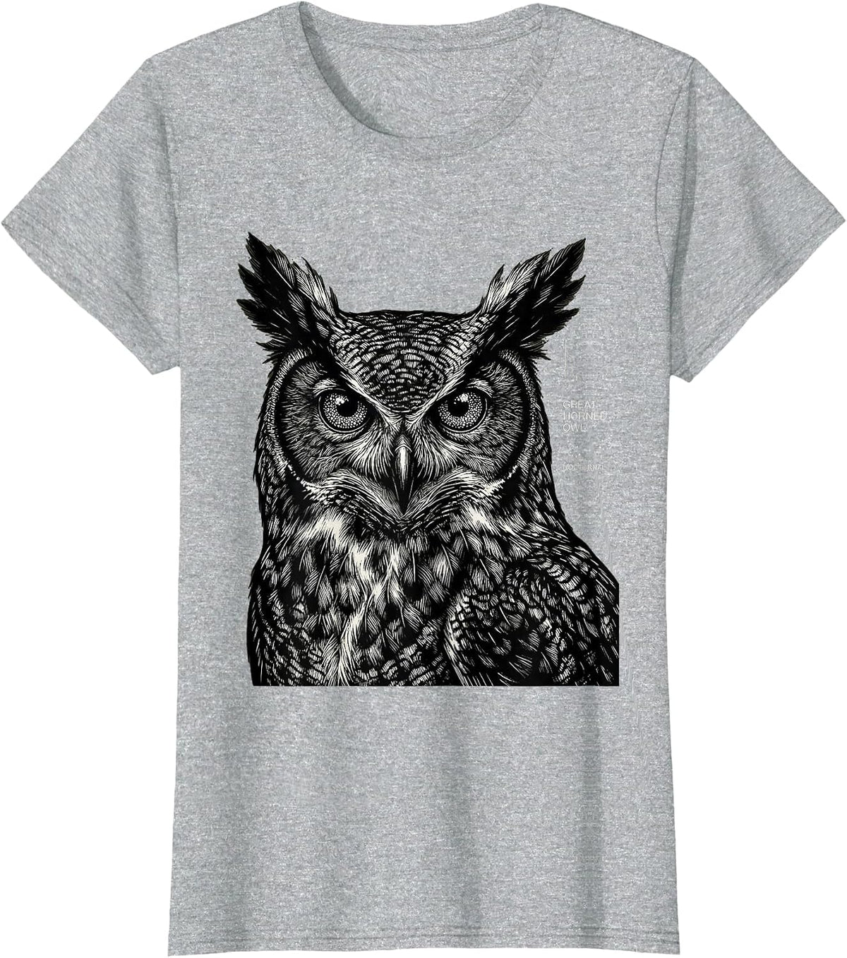 Great Horned Owl Nocturnal Wildlife Portrait Nature Art T-Shirt - Heather Grey