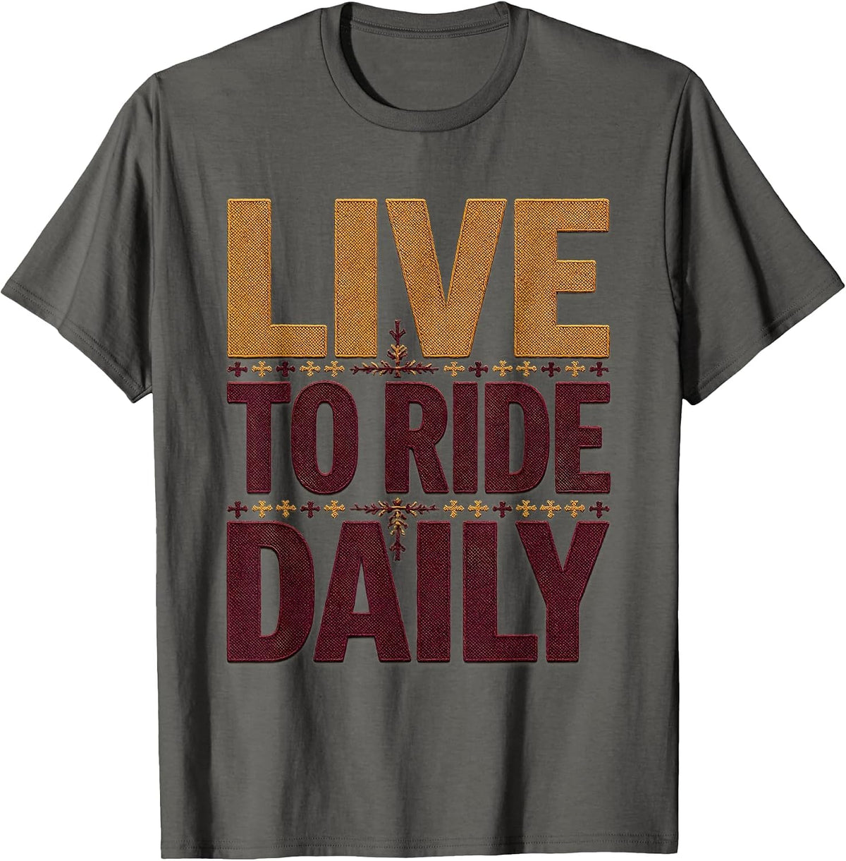 Live to Ride Daily Biker Graphic Design T-Shirt - Asphalt Grey
