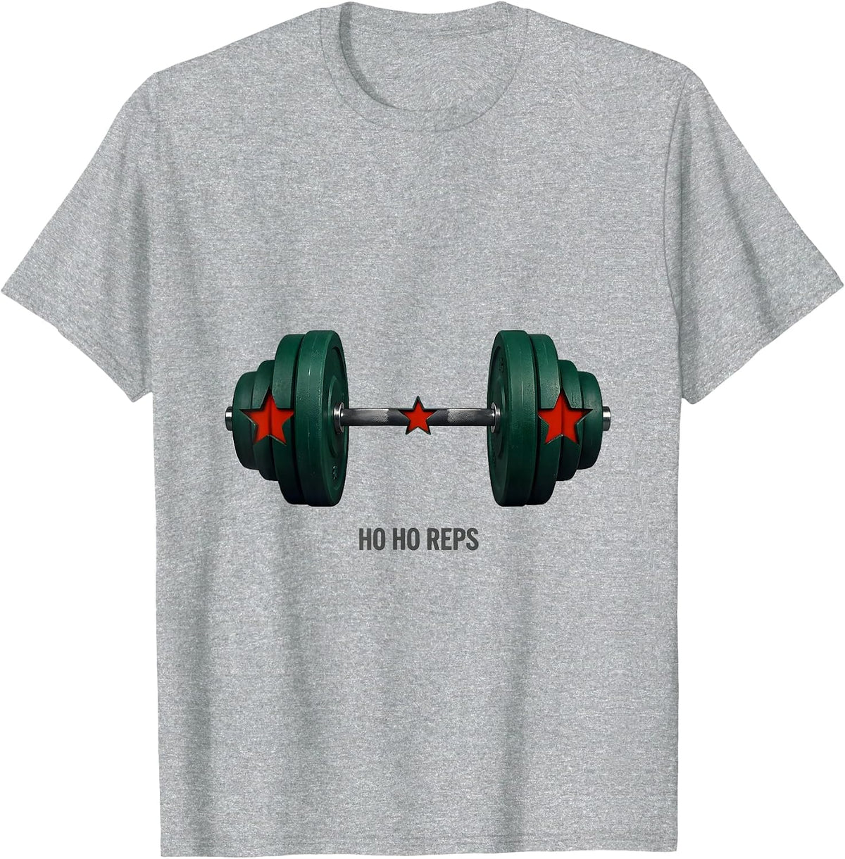 Men's Ho Ho Reps Funny Christmas Weightlifting Gym Workout Fitness T-Shirt - Heather Grey