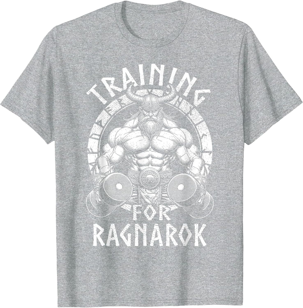 Training for Ragnarok Viking Gym Warrior Norse Fitness T-Shirt - Heather Grey