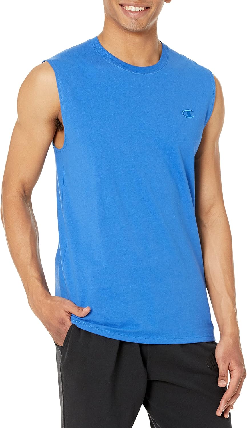 Champion Men's Muscle T-shirt, Sleeveless, Muscle Tank, Classic Muscle Tee Top for Men - Bright Royal