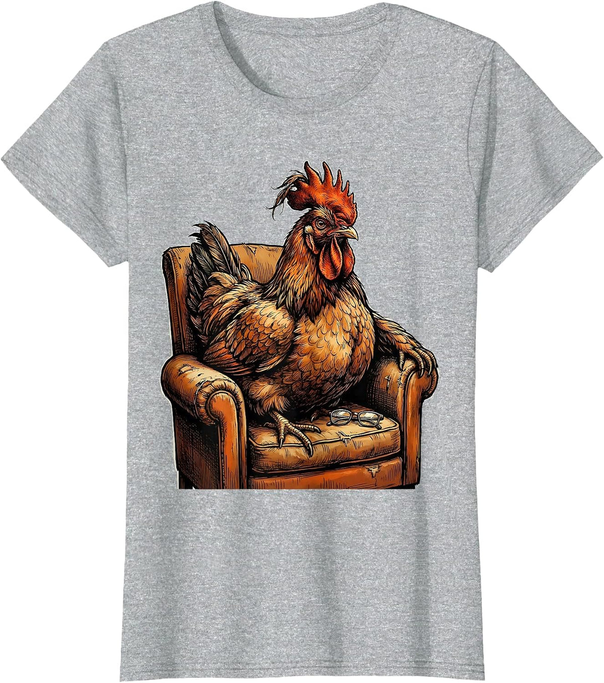 Puffed Hen Funny Chicken Lover Farm Animal Humor T-Shirt - Heather Grey
