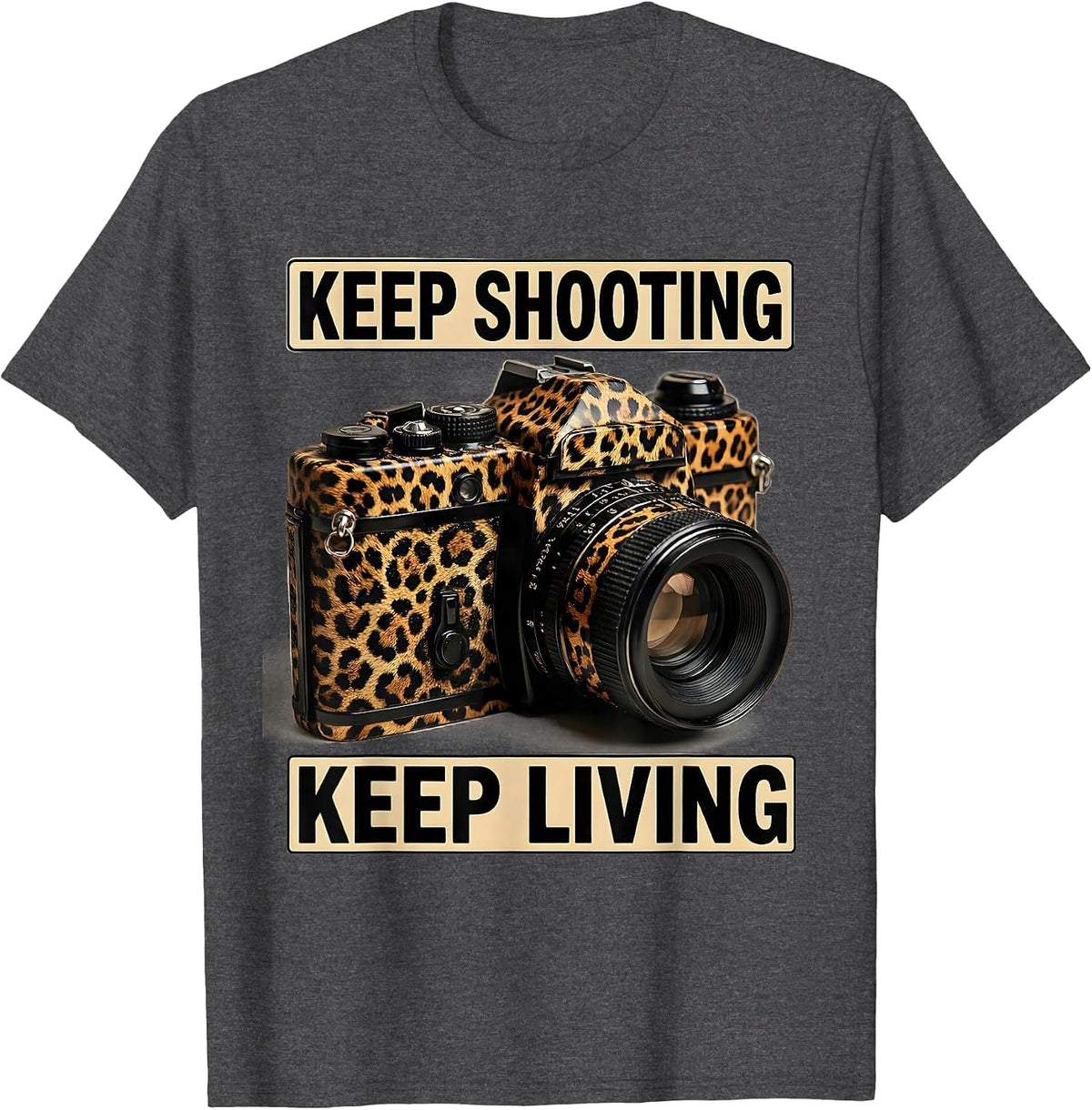 Men's Keep Shooting Keep Living Photography Design T-Shirt - Dark Heather Grey