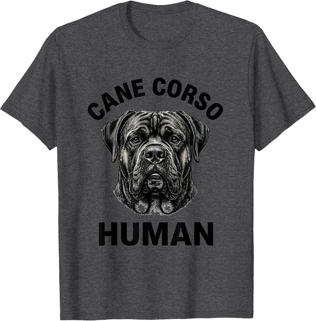 Men's Cane Corso Human Monochromatic Dog Owner Pride T-Shirt - Dark Heather Grey