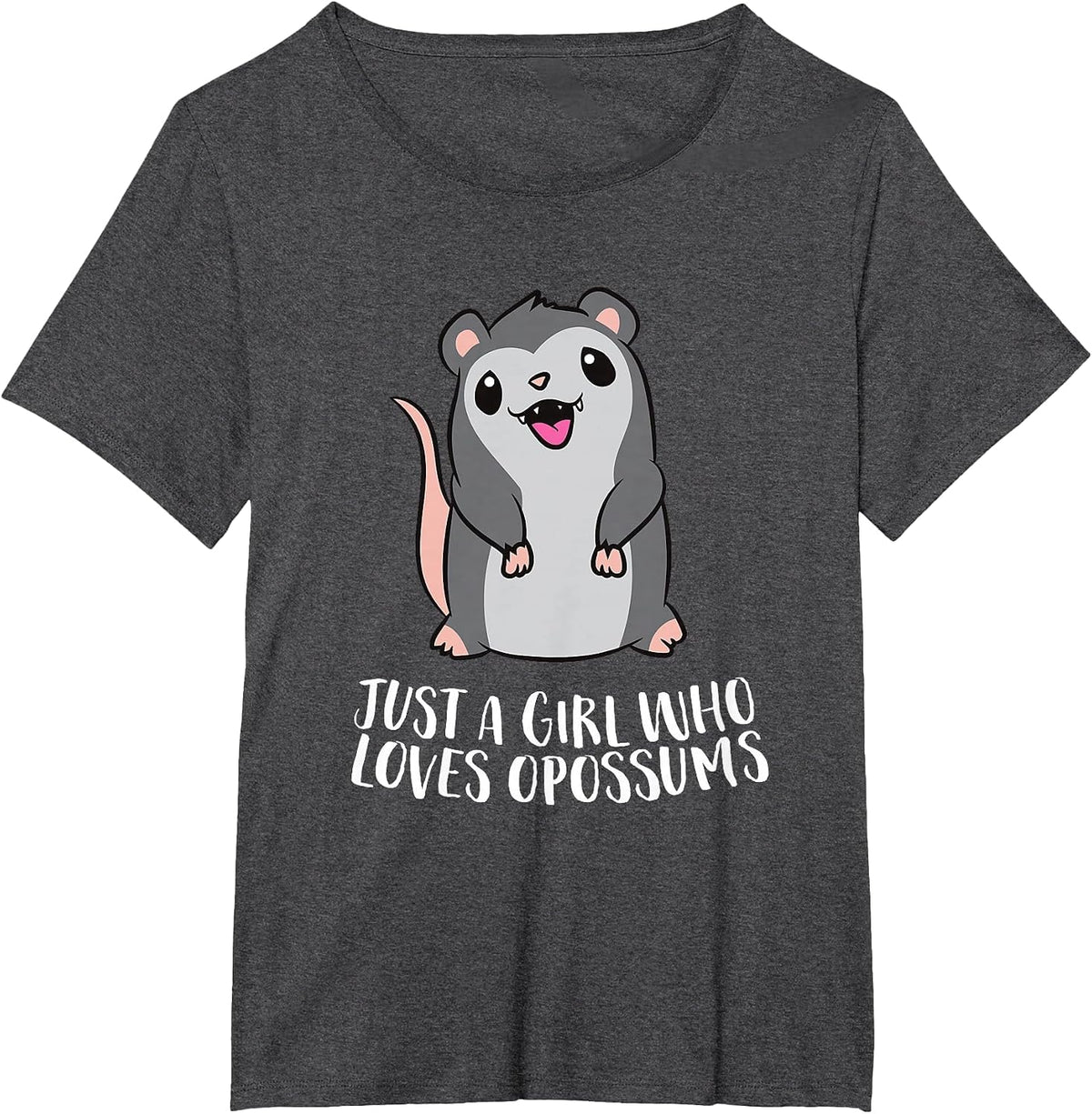 Just a Girl Who Loves Opossums Cute Opossum Girl T-Shirt - Dark Heather Grey