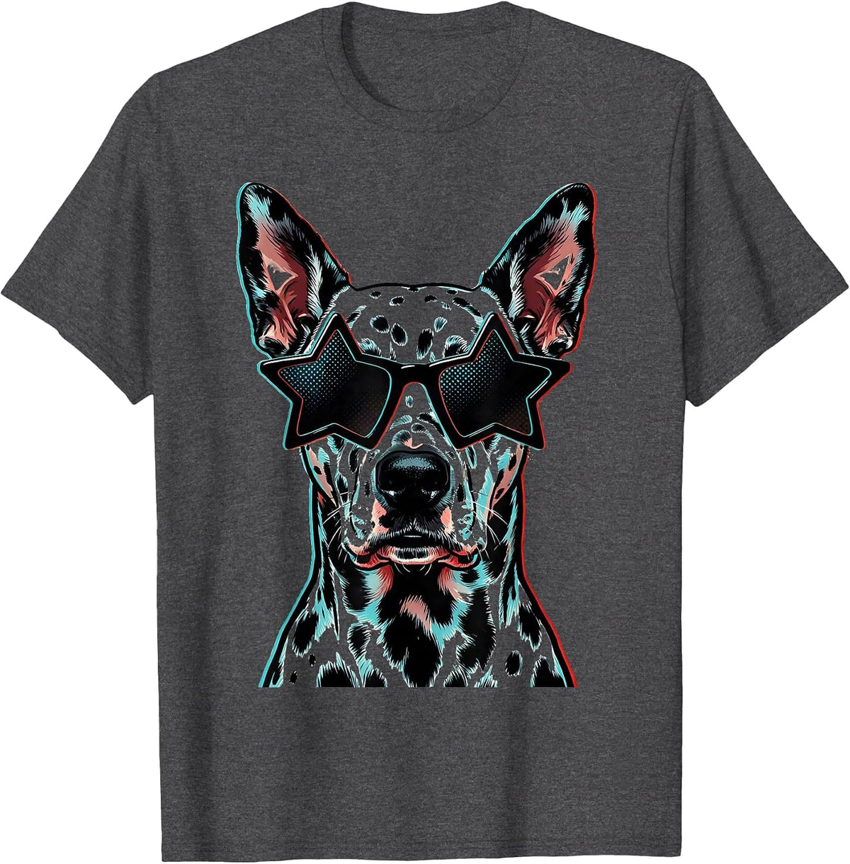Men's Dalmatian Sunglasses Pop Art Dog Breed Portrait T-Shirt - Dark Heather Grey