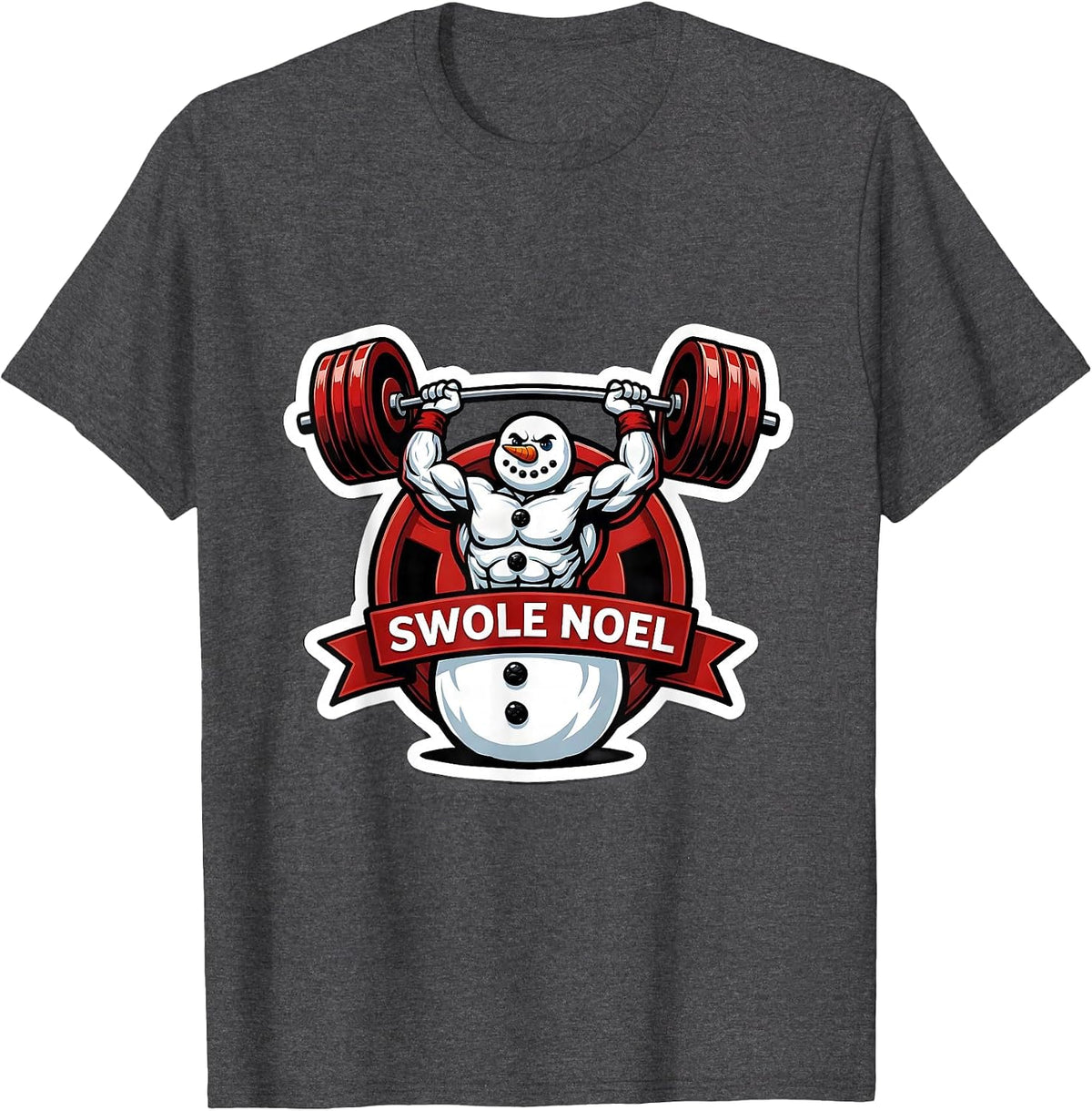 Men's Swole Noel Funny Christmas Gym Bodybuilding Workout T-Shirt - Dark Heather Grey