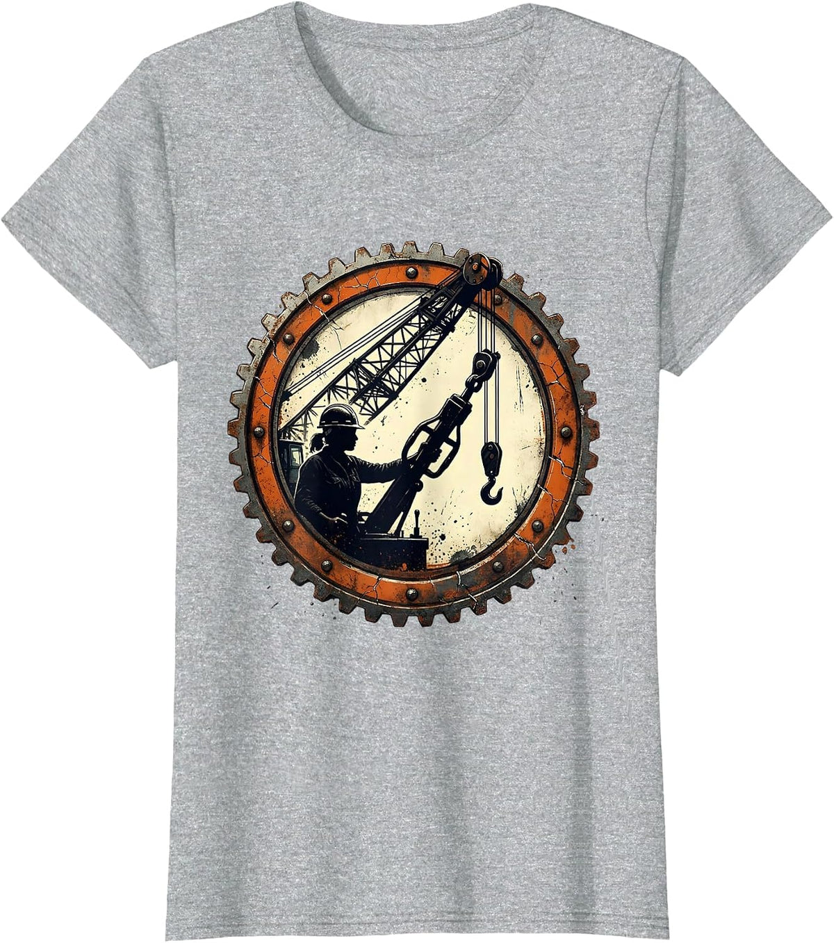 Labor Day Dock Worker Crane Operator Graphic T-Shirt - Heather Grey
