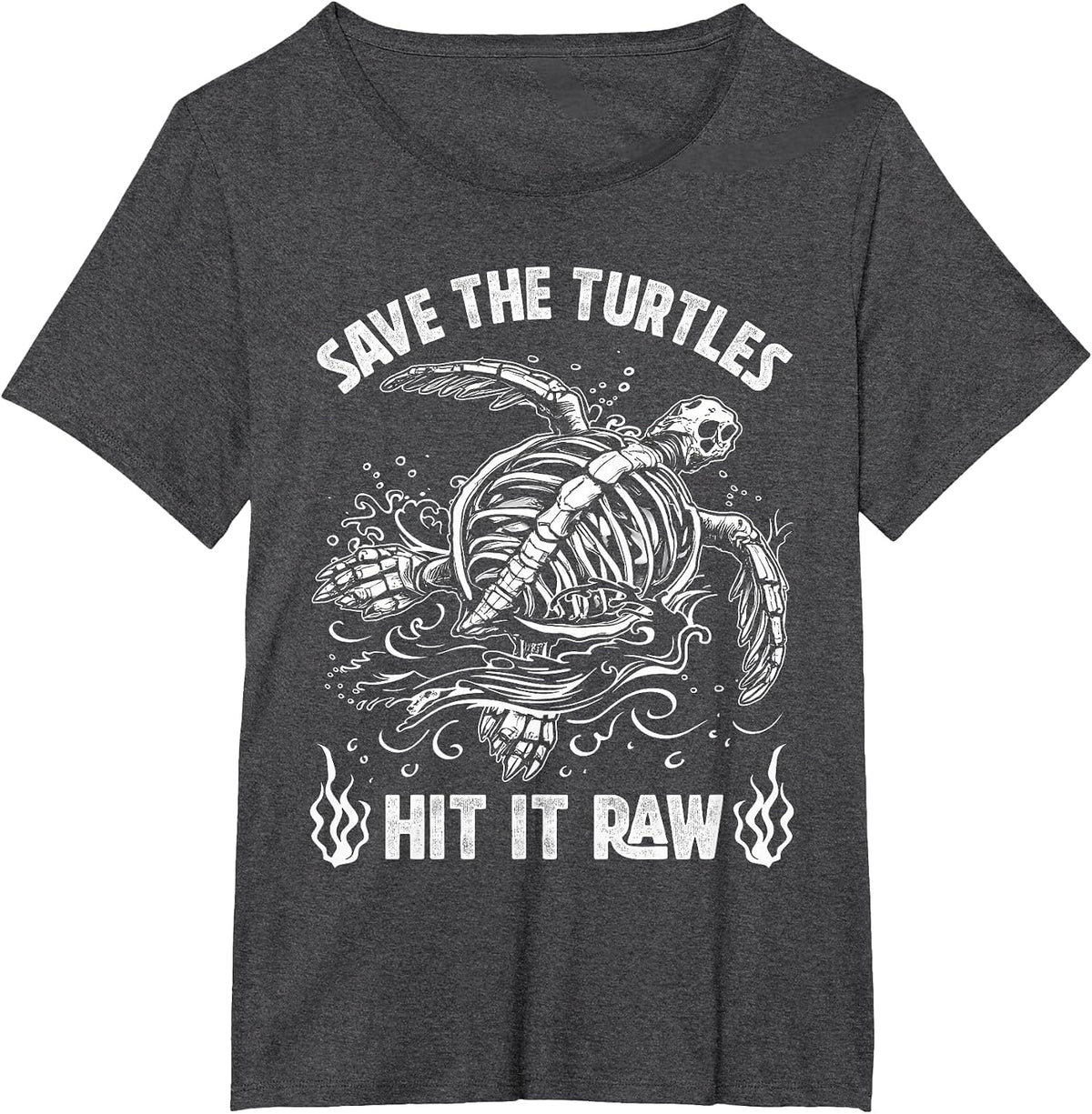 Save The Turtles Hit It Raw Earth Day T-Shirt - Dark Heather Grey