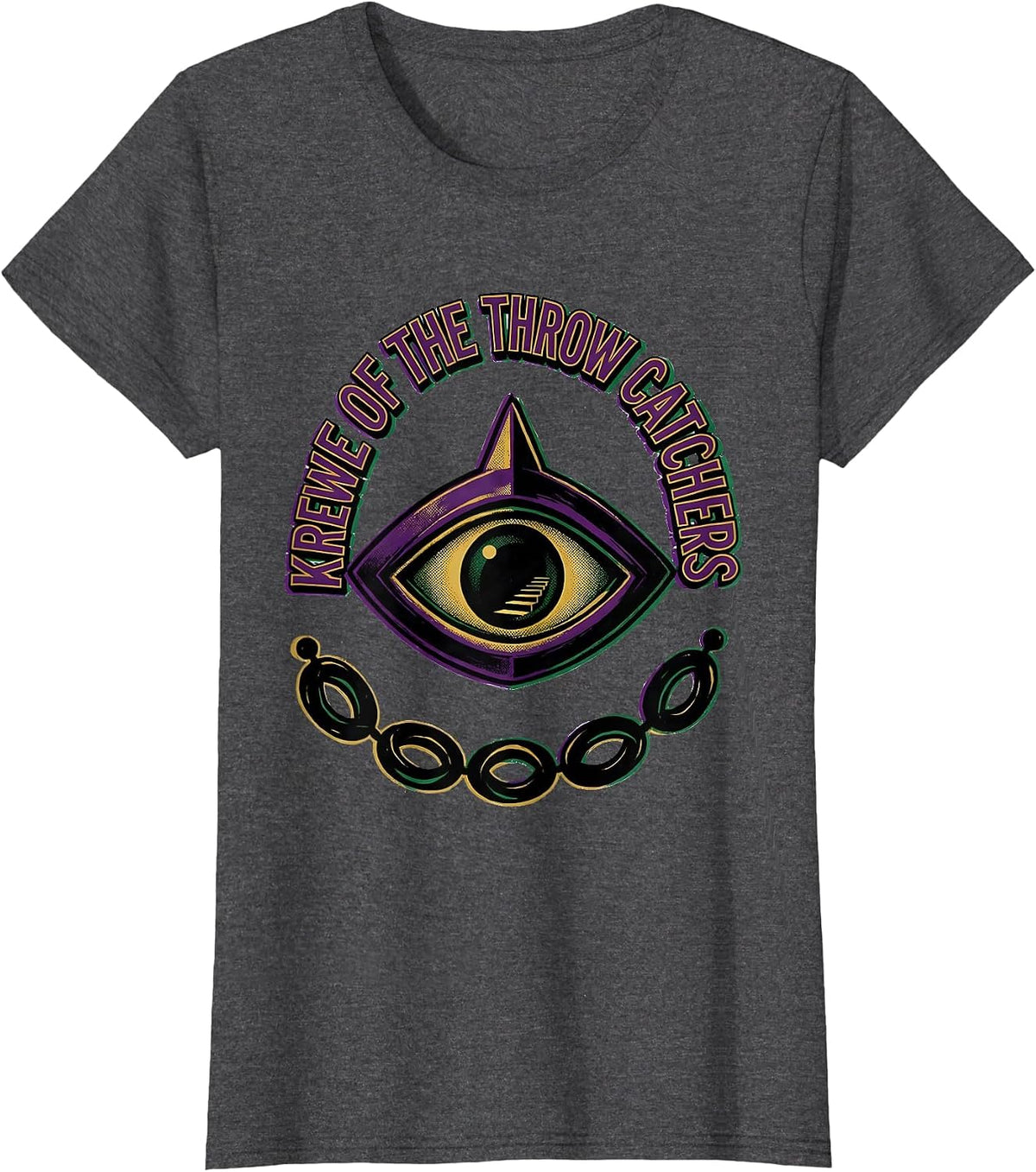 Women's Krewe Of The Throw Catchers Mardi Gras Party Humor Carnival T-Shirt - Dark Heather Grey
