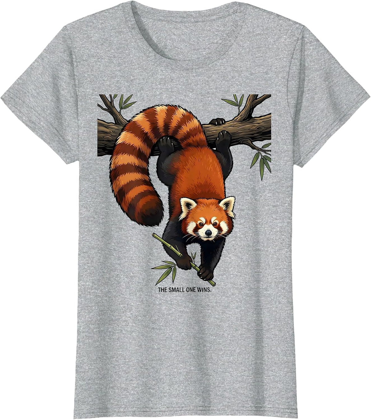 Women's The Small One Wins Funny Red Panda Animal Lover Humor T-Shirt - Heather Grey