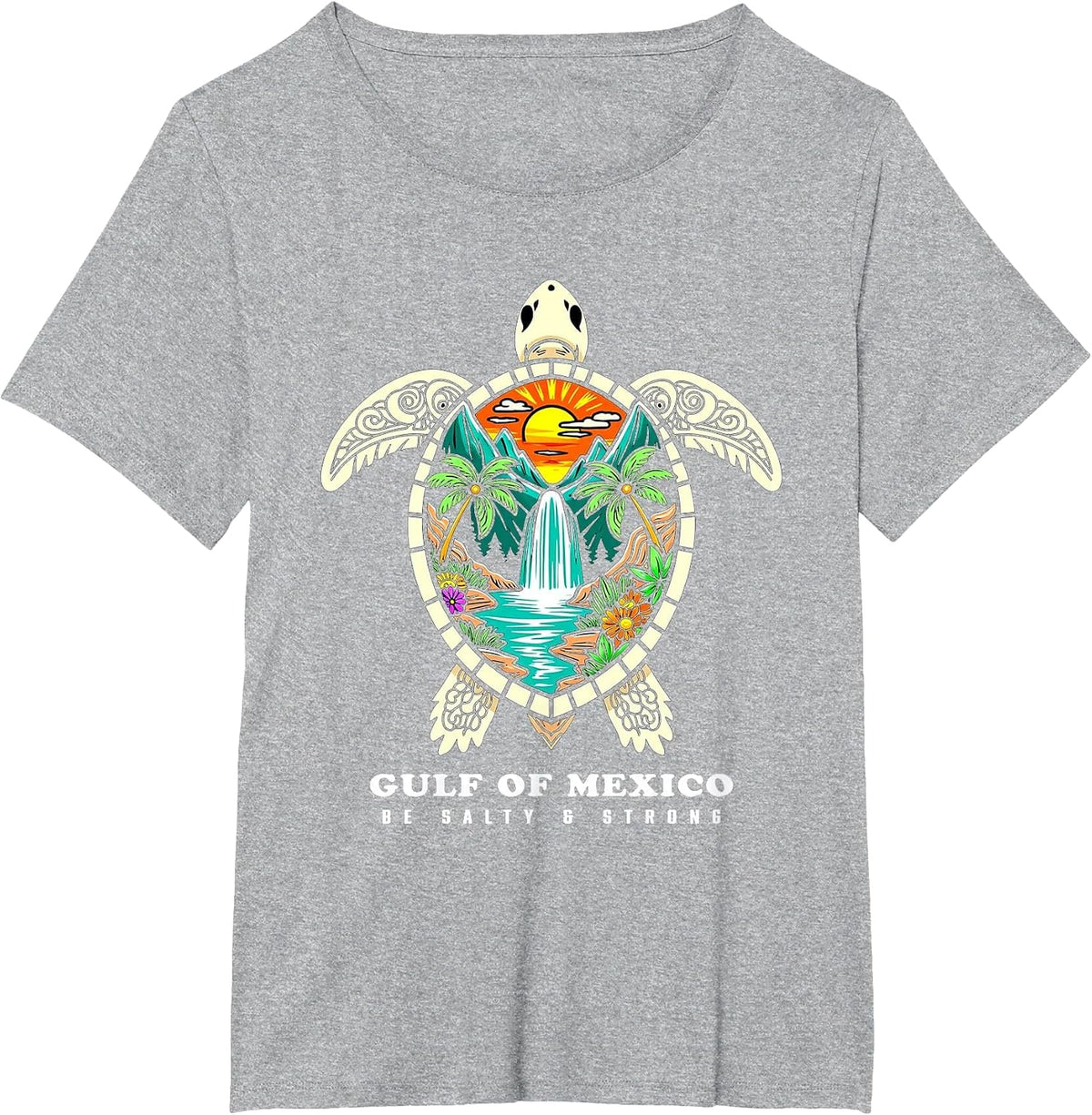Retro Vintage Turtle Gulf of Mexico Be Salty and Strong T-Shirt - Heather Grey