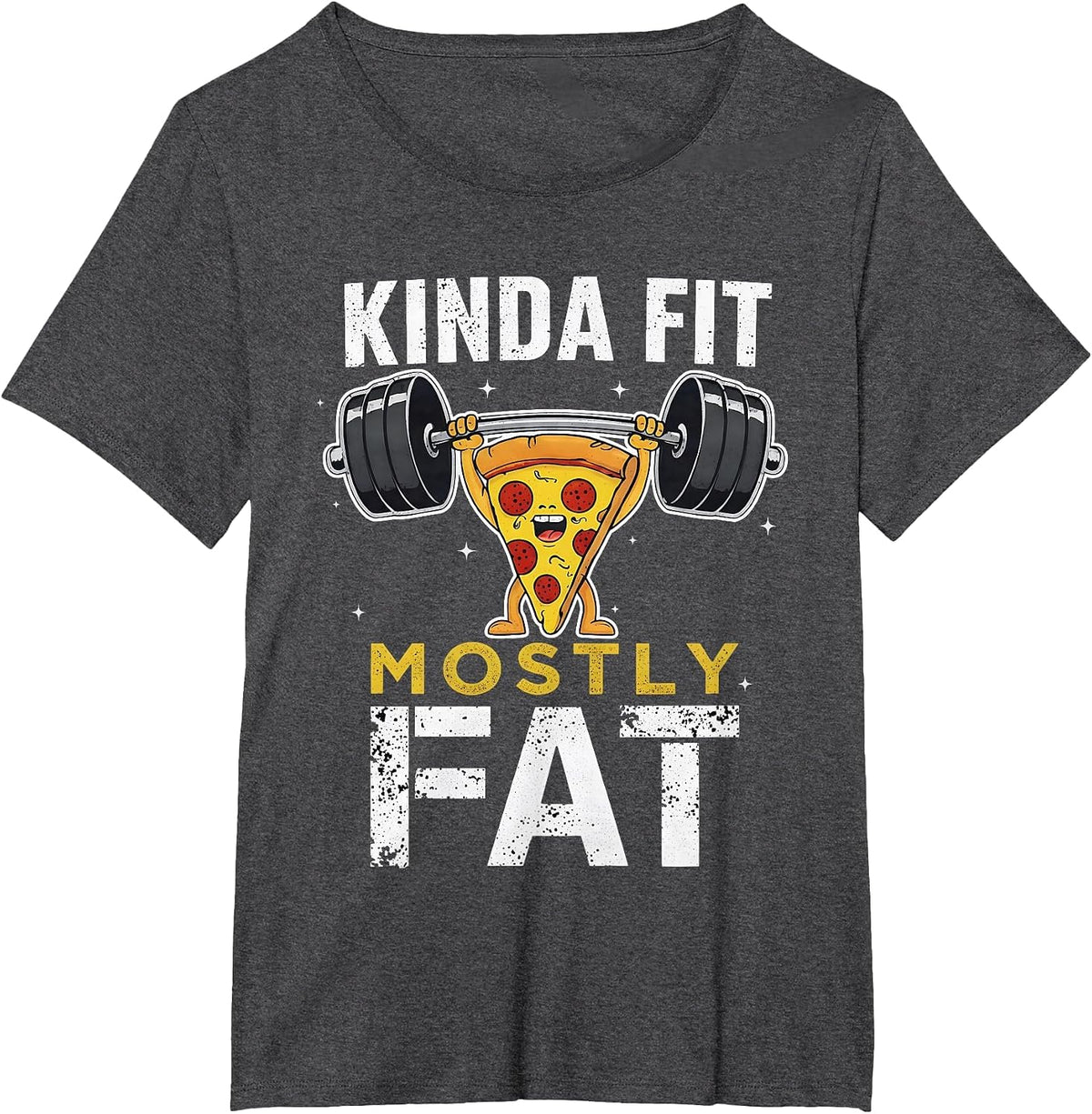 Kinda Fit Mostly Fat Funny Gym Workout Sarcastic Fitness Men T-Shirt - Dark Heather Grey