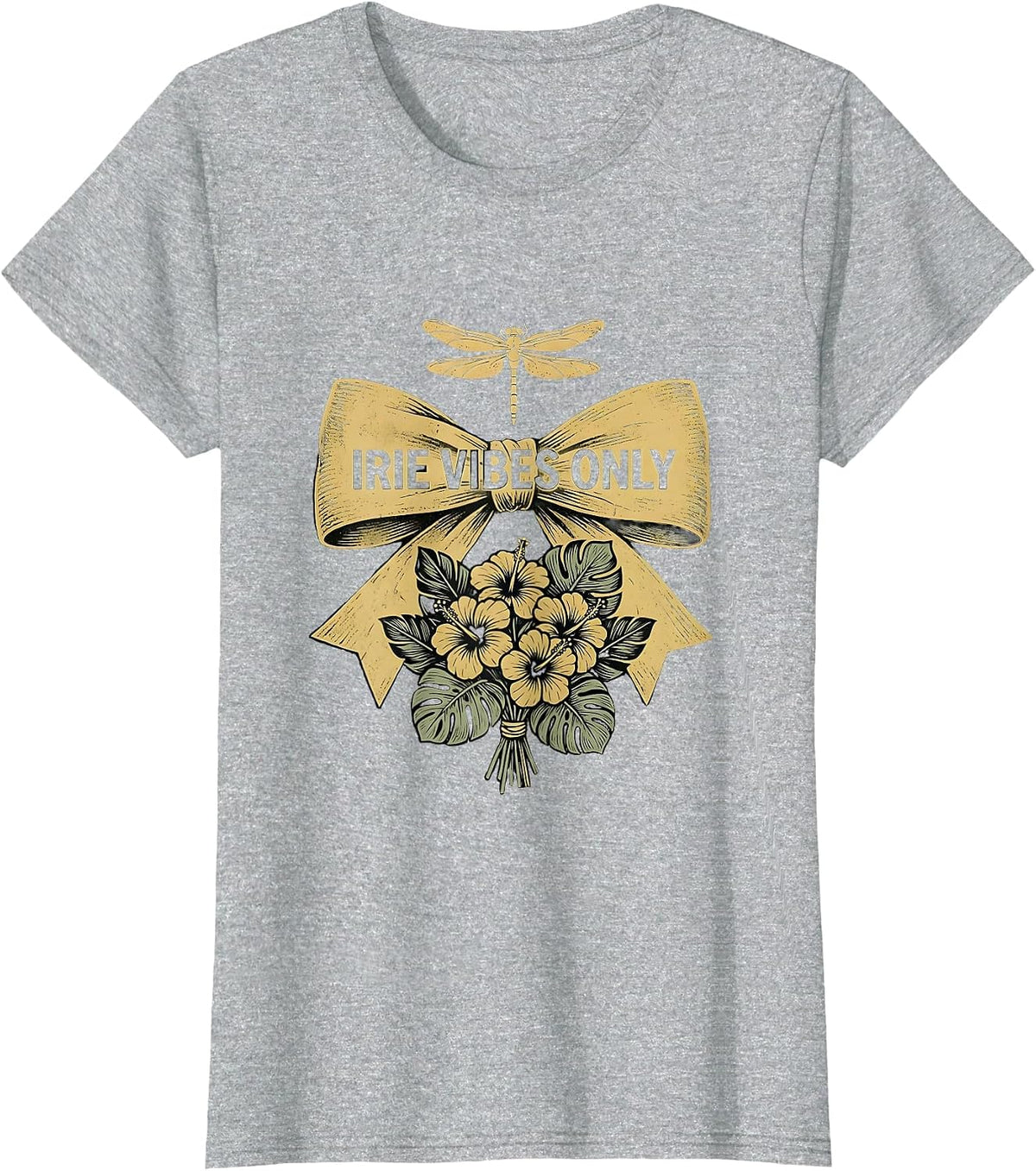 Irie Vibes Only Jamaican Reggae Design T-Shirt - Heather Grey