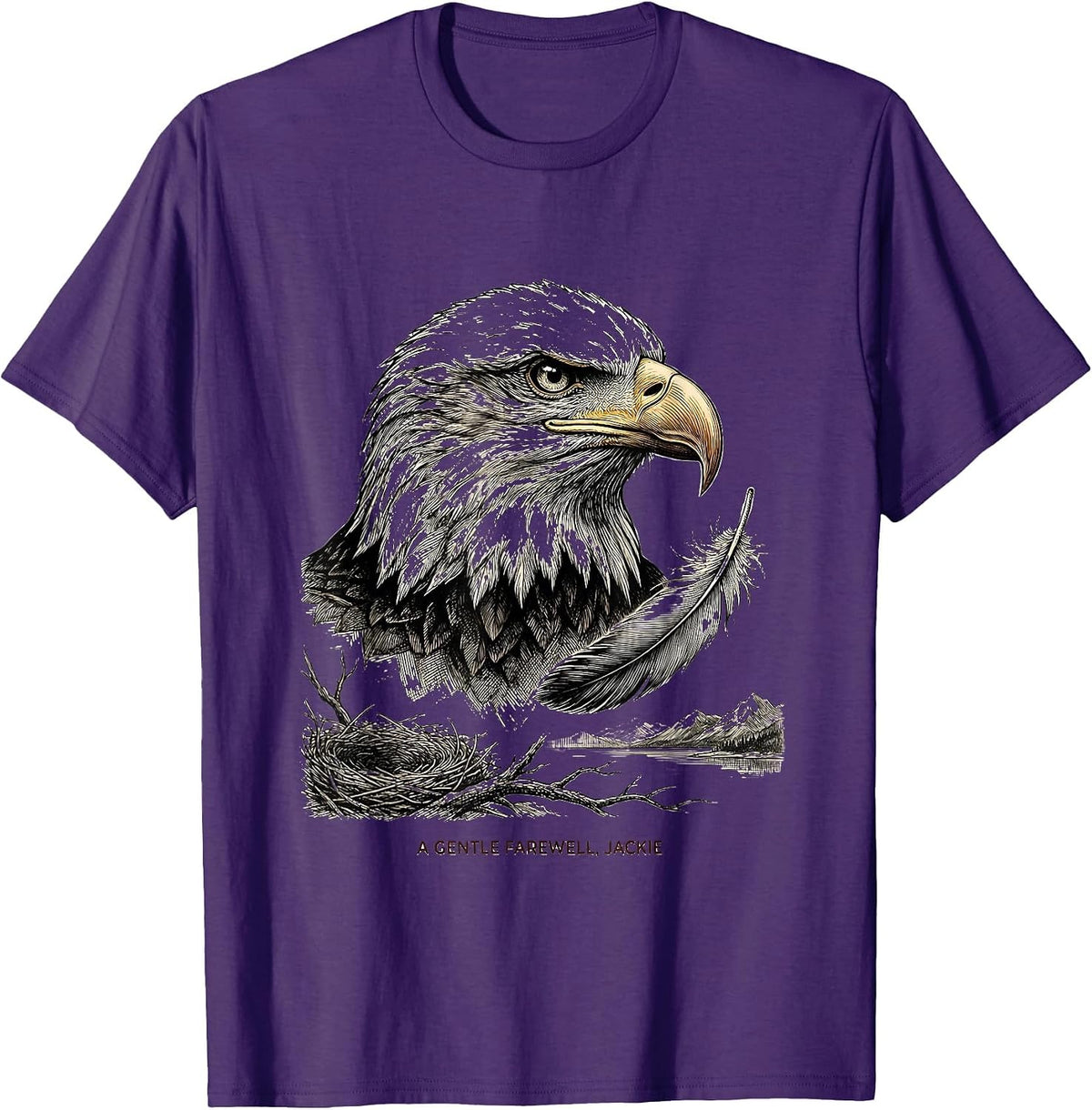 A Gentle Farewell, Jackie Vintage Eagle Memorial Tribute T-Shirt - Purple