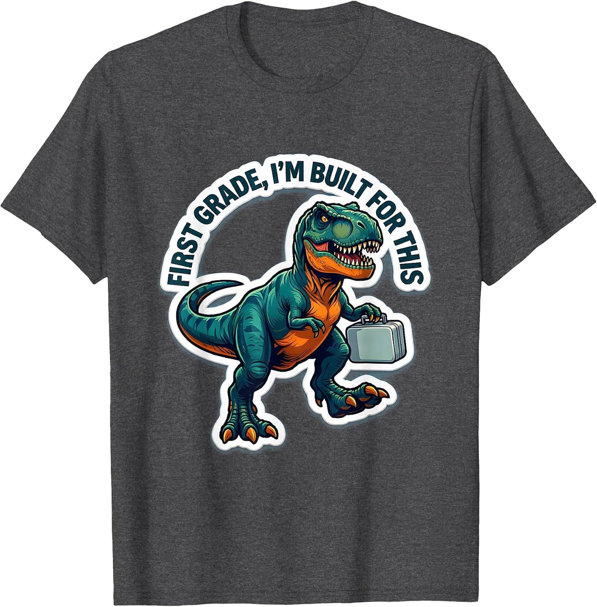 First Grade I'm Built For This Sticker Boy Back To School T-Shirt - Dark Heather Grey