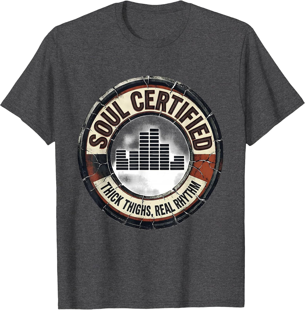 Soul Certified — Thick Thighs, Real Rhythm Funny T-Shirt - Dark Heather Grey